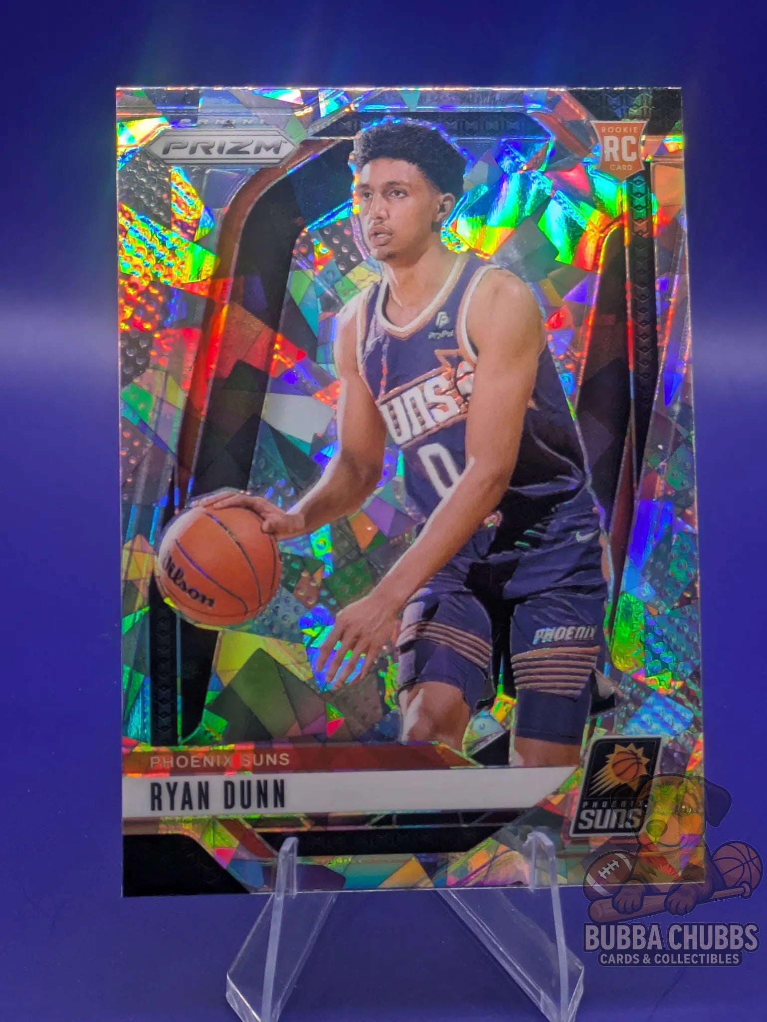Basketball rookie trading card featuring Ryan Dunn of the Phoenix Suns Panini Prizm Silver Cracked Ice