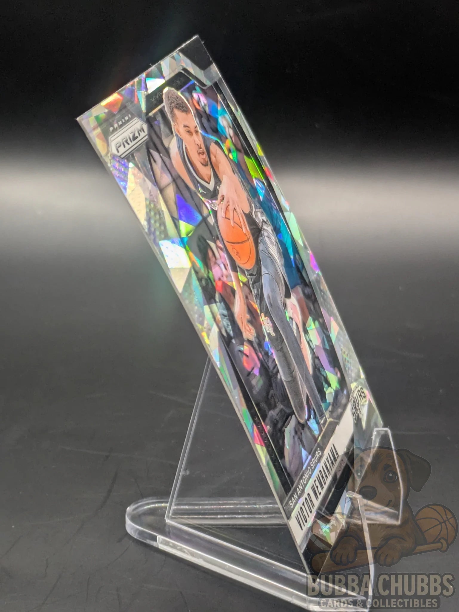 Basketball trading card featuring Victor Wembanyama of the San Antonio Spurs Panini Prizm Silver Cracked Ice