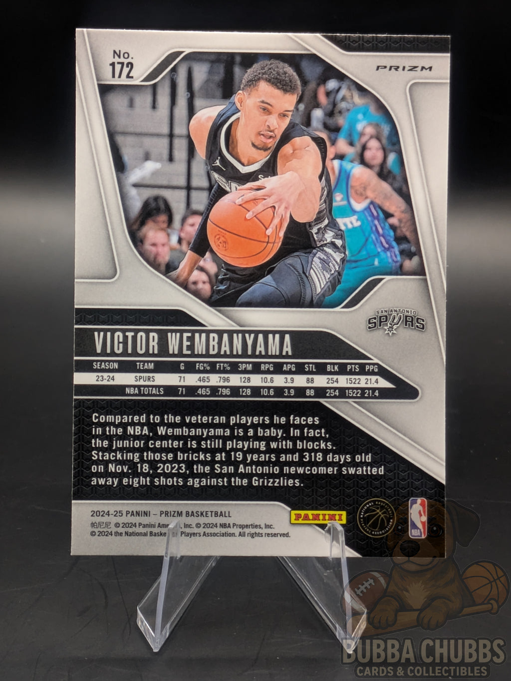 Basketball trading card featuring Victor Wembanyama of the San Antonio Spurs Panini Prizm Silver Cracked Ice