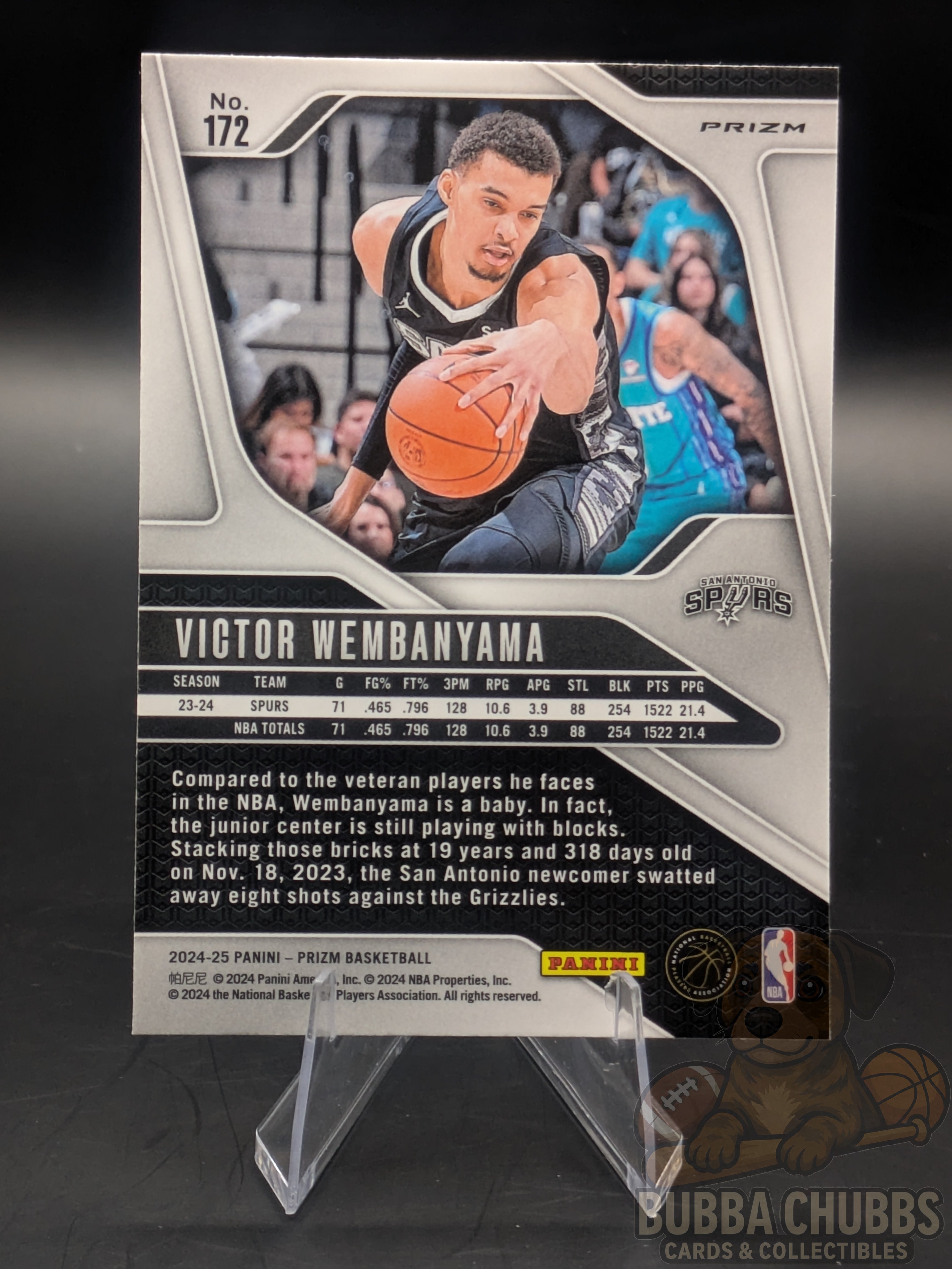 Basketball trading card featuring Victor Wembanyama of the San Antonio Spurs Panini Prizm Silver Cracked Ice