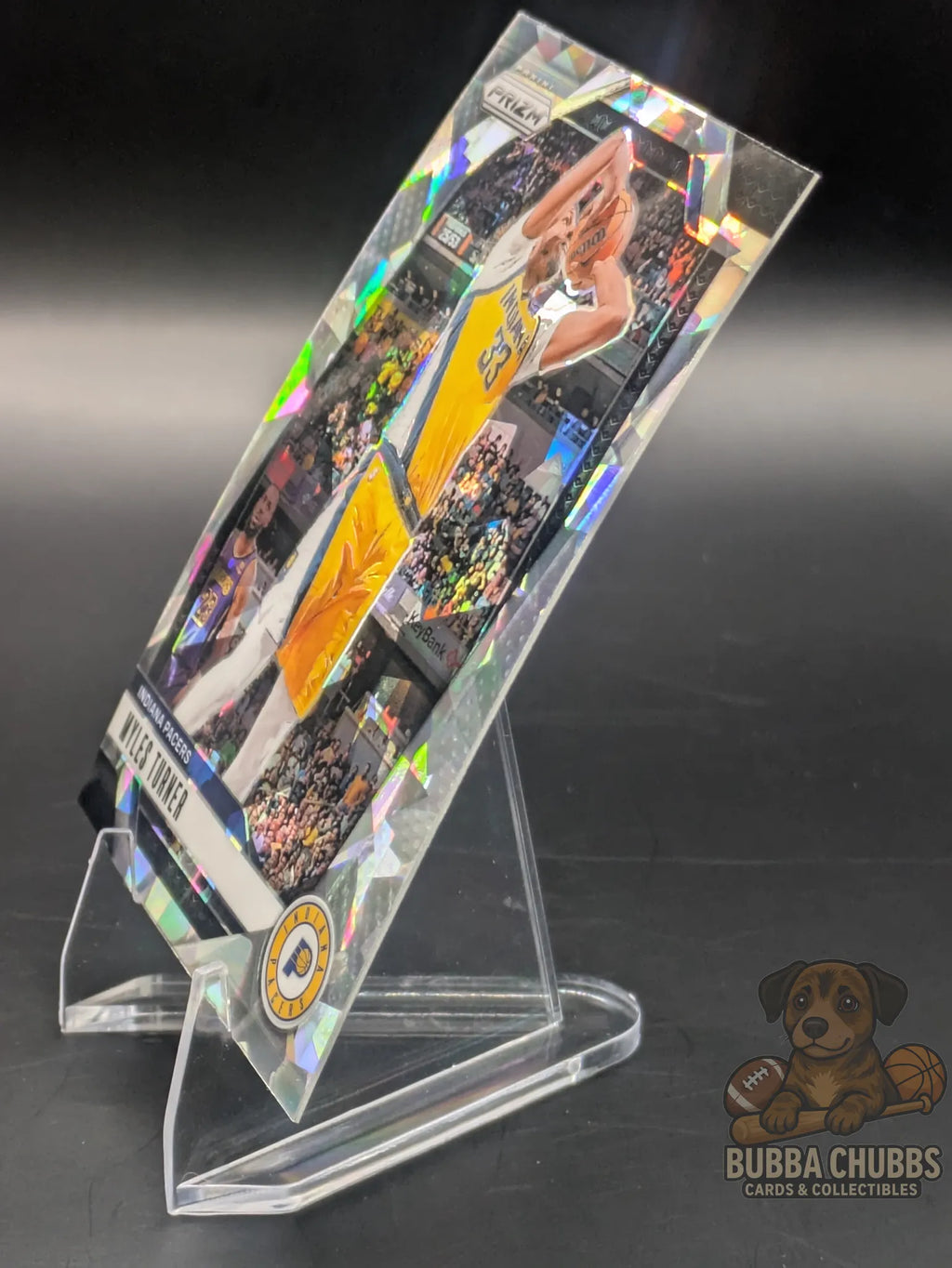 Basketball trading card featuring Myles Turner of the Indiana Pacers Panini Prizm Silver Cracked Ice