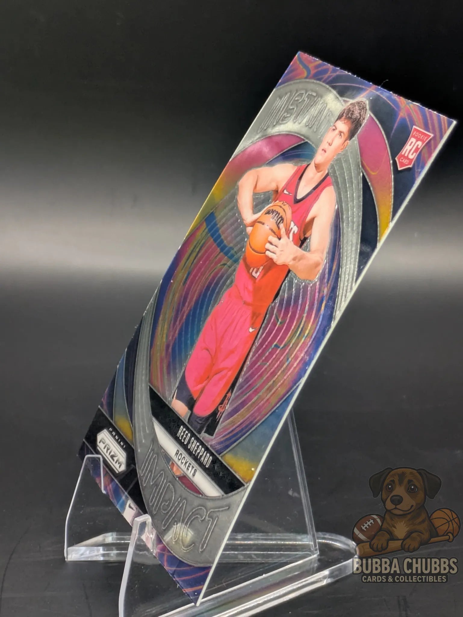 Basketball rookie trading card featuring Reed Sheppard of the Houston Rockets panini prizm instant impact