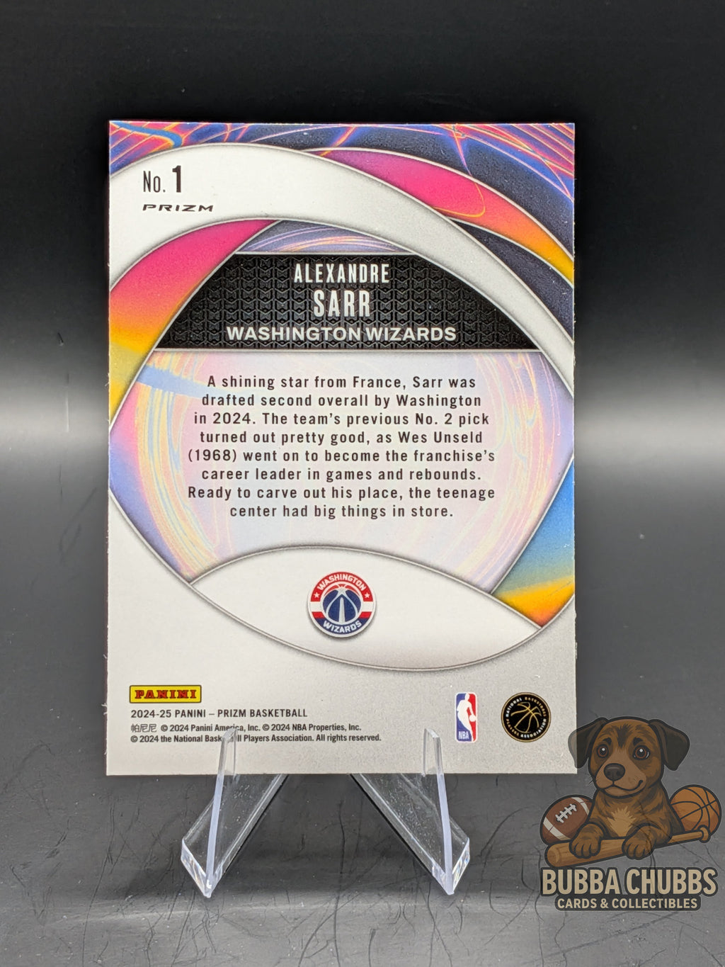 Basketball trading card featuring Alexandre Sarr of the Washington wizards panini prizm instant impact insert green parallel rookie