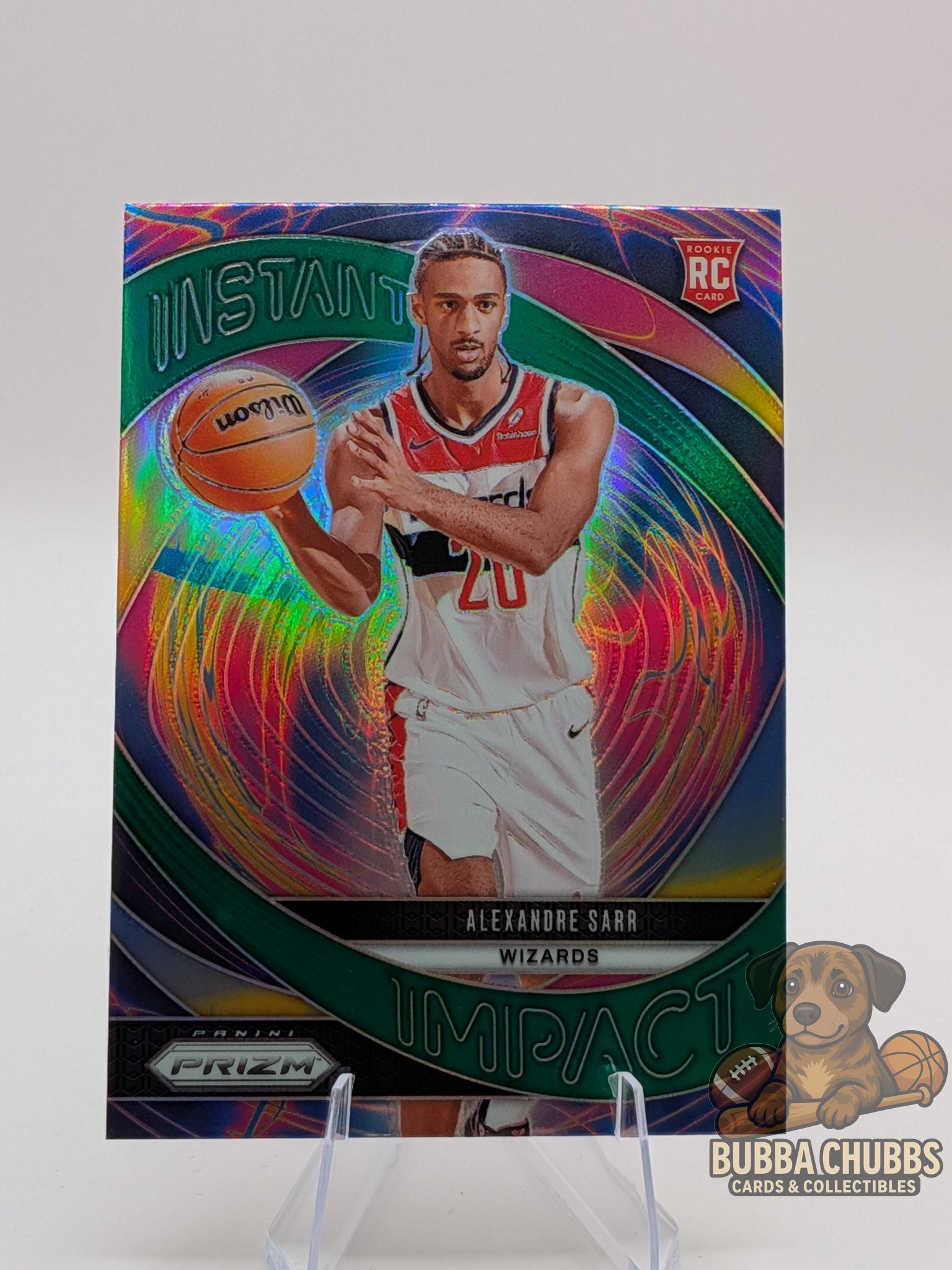 Basketball trading card featuring Alexandre Sarr of the Washington wizards panini prizm instant impact insert green parallel rookie