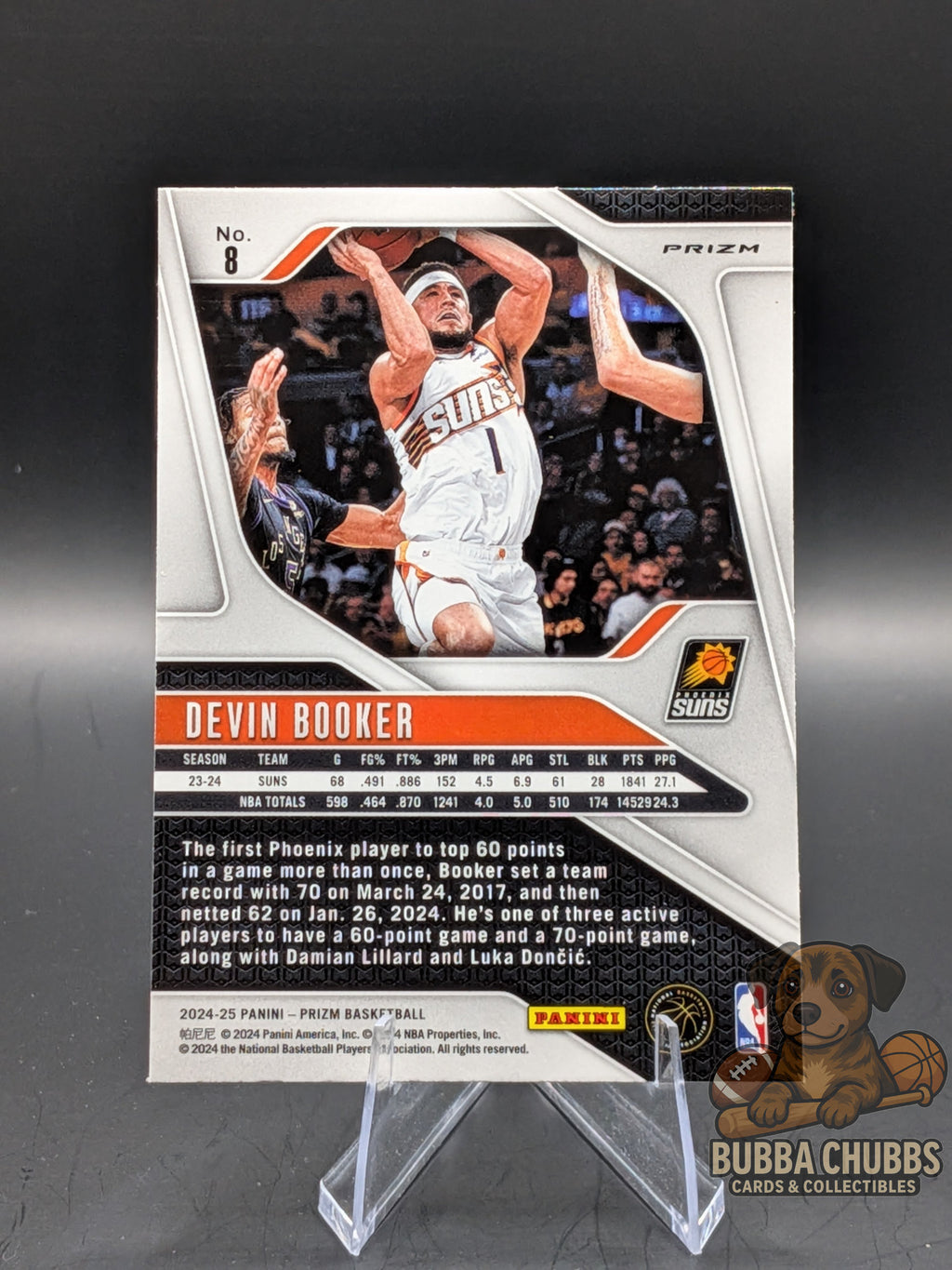 basketball trading card featuring devin booker panini prizm cracked red ice parallel
