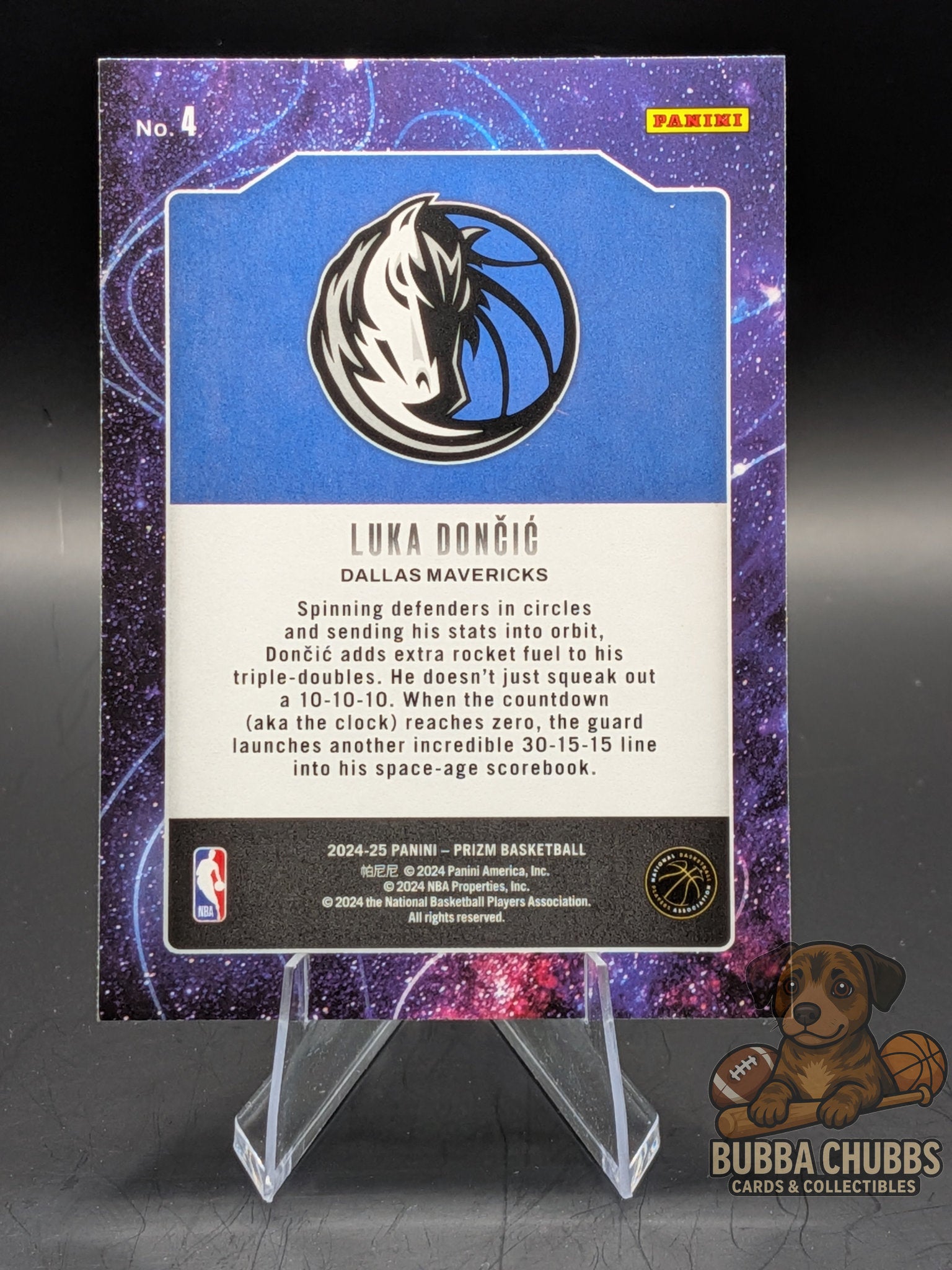 basketball trading card of Luka Doncic panini prizm deep space insert
