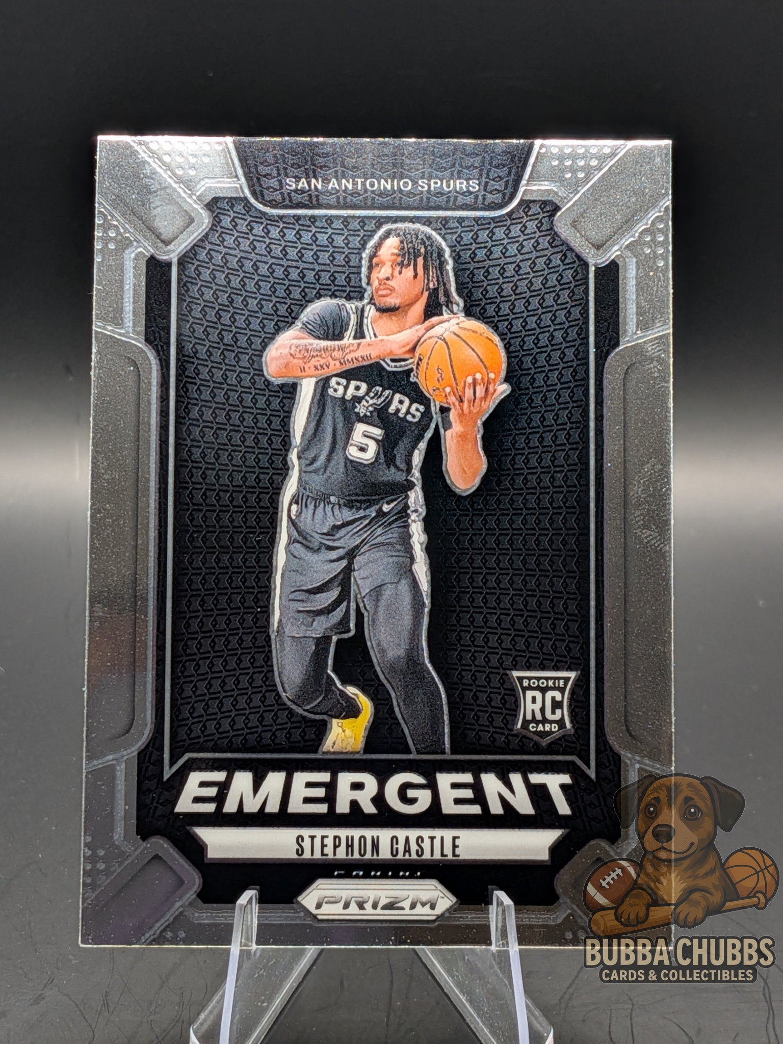 basketball trading card featuring stephon castle panini prizm emergent insert rookie