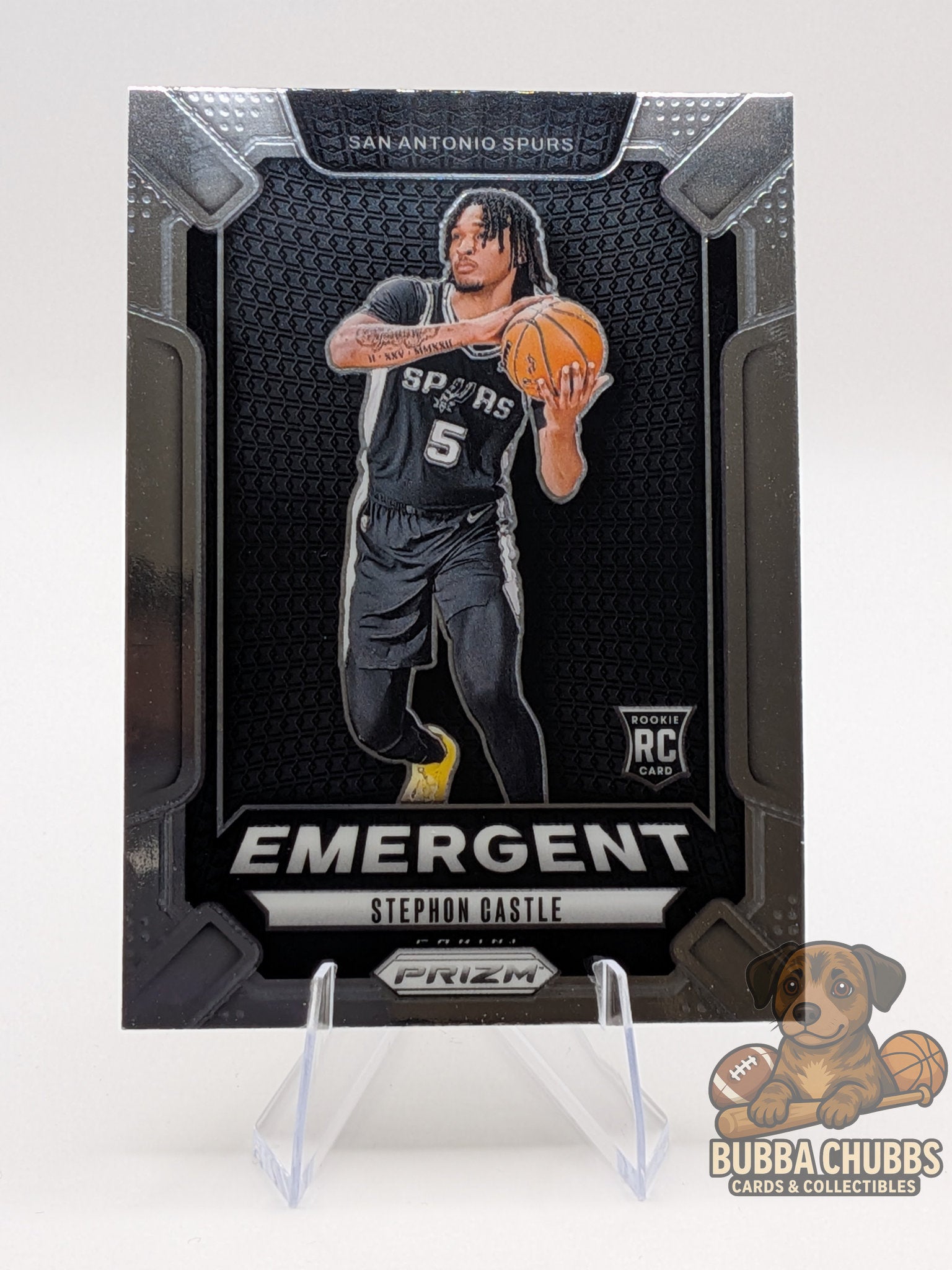 basketball trading card featuring stephon castle panini prizm emergent insert rookie