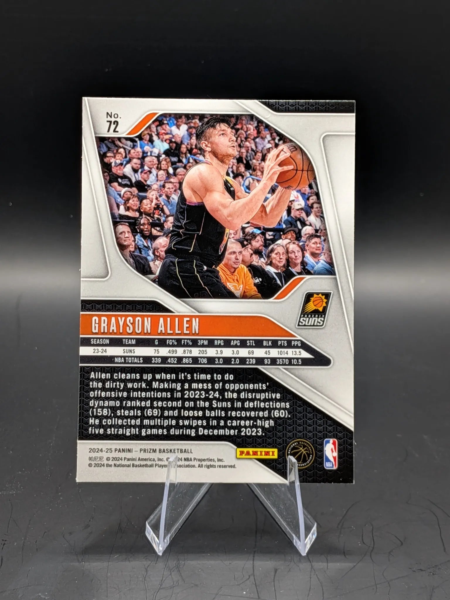 Basketball trading card featuing Grayson Allen panini prizm