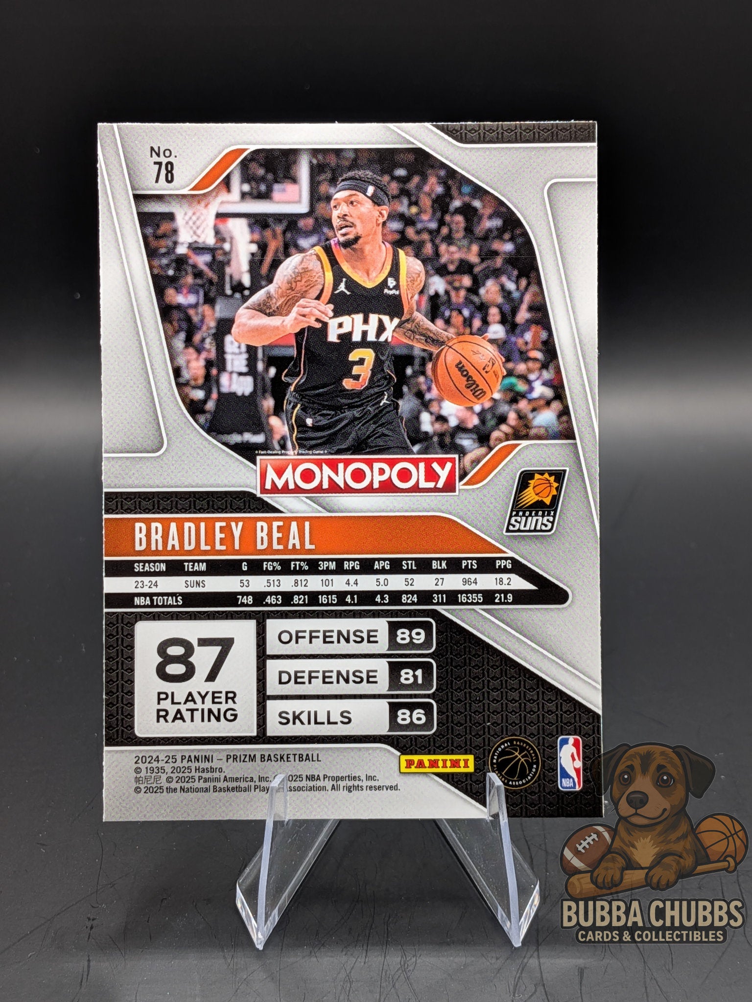 basketball trading card bradley beal panini prizm monopoly
