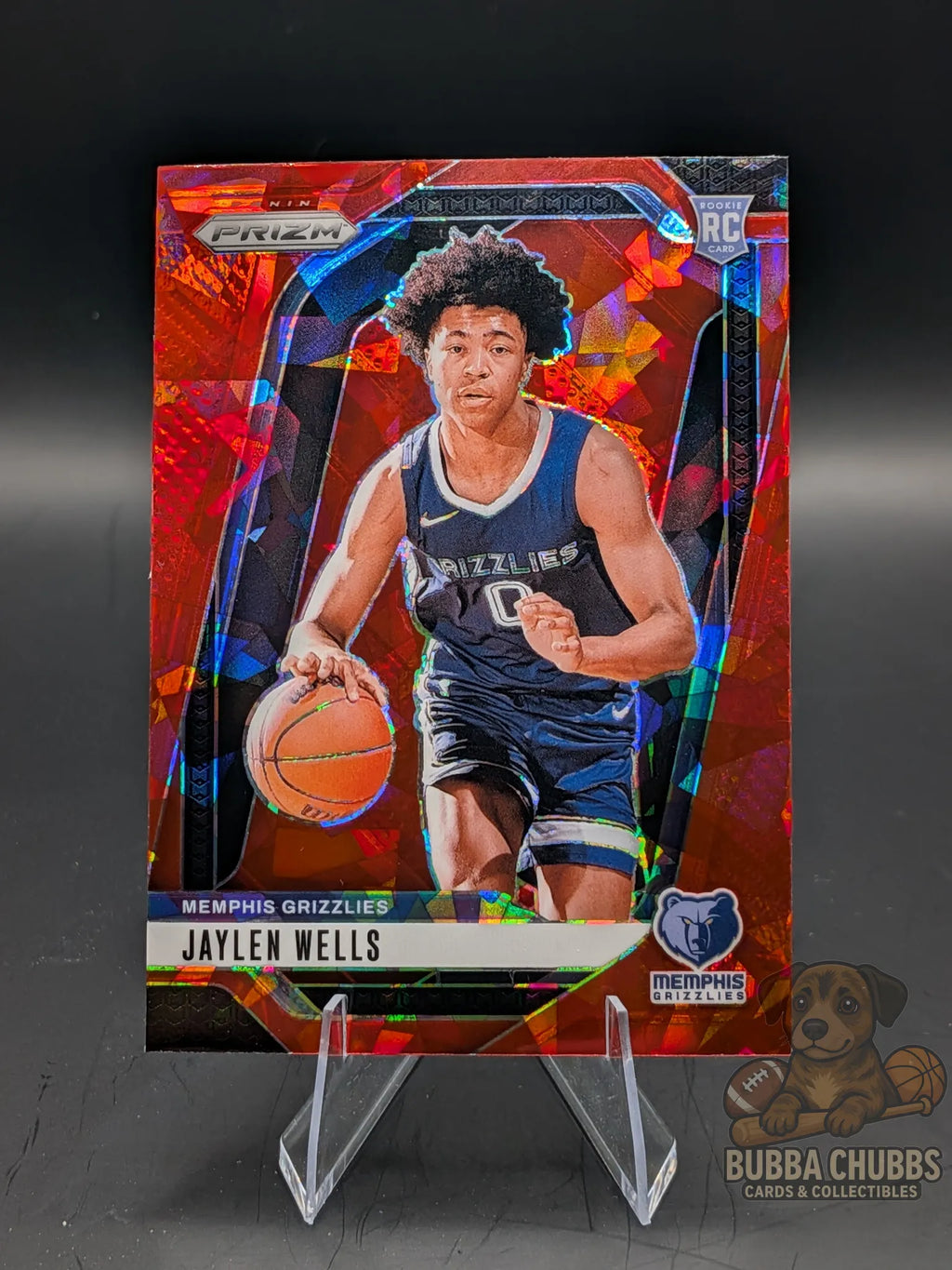 Basketball trading card featuring rookie Jaylen wells of the Memphis Grizzlies panini prizm red ice parallel