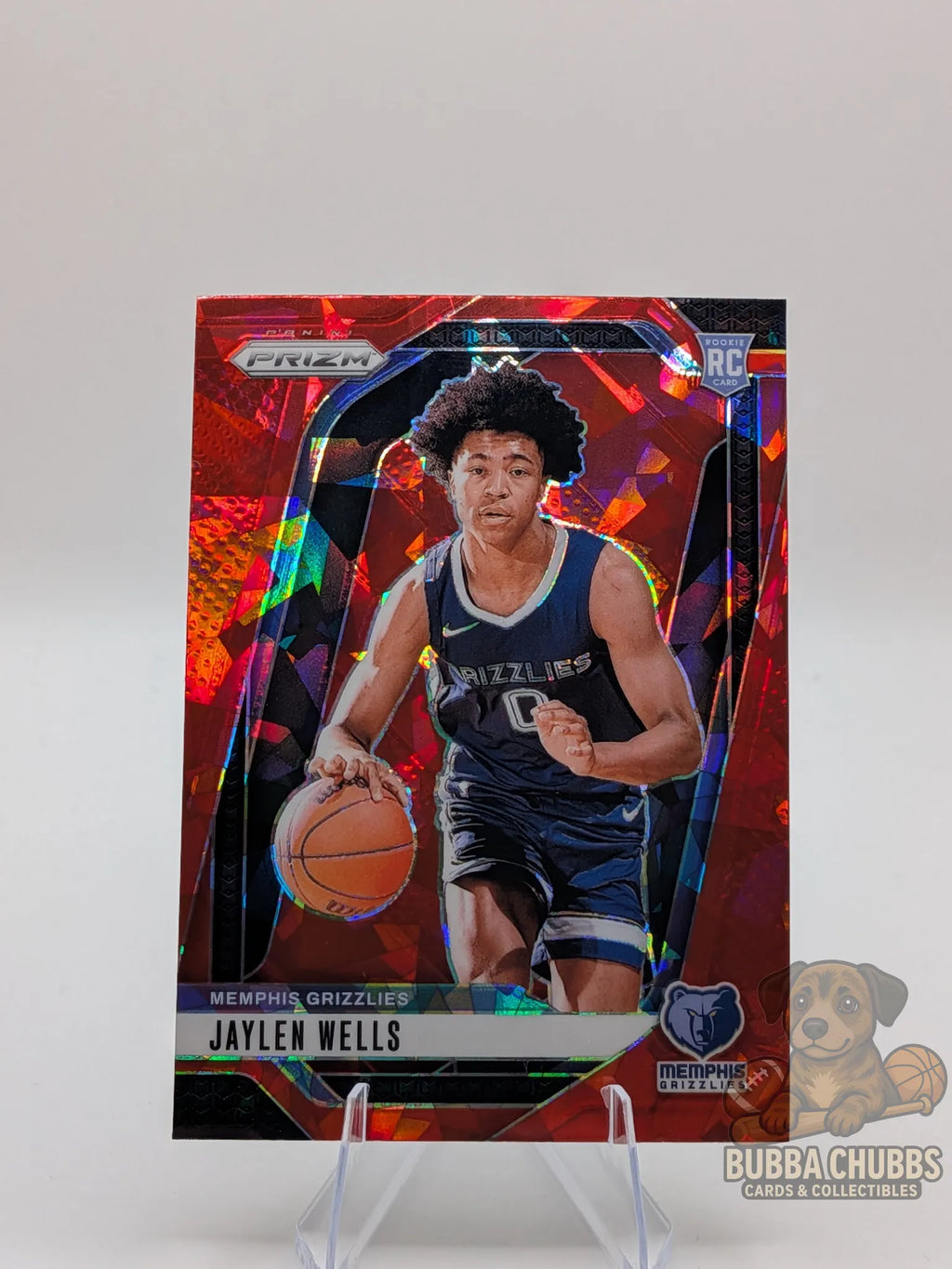 Basketball trading card featuring rookie Jaylen wells of the Memphis Grizzlies panini prizm red ice parallel