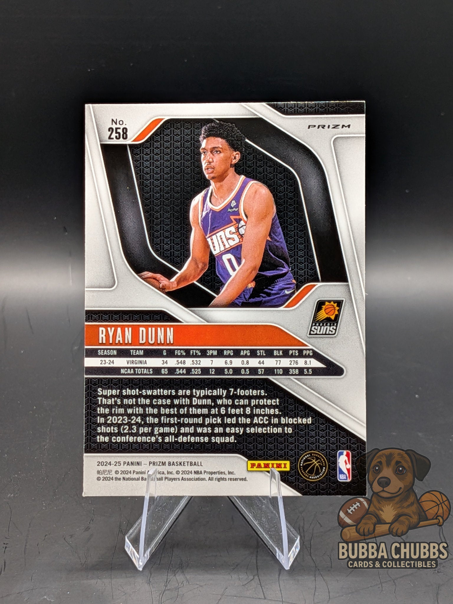 Basketball trading card rookie ryan dunn panini prizm red ice parallel