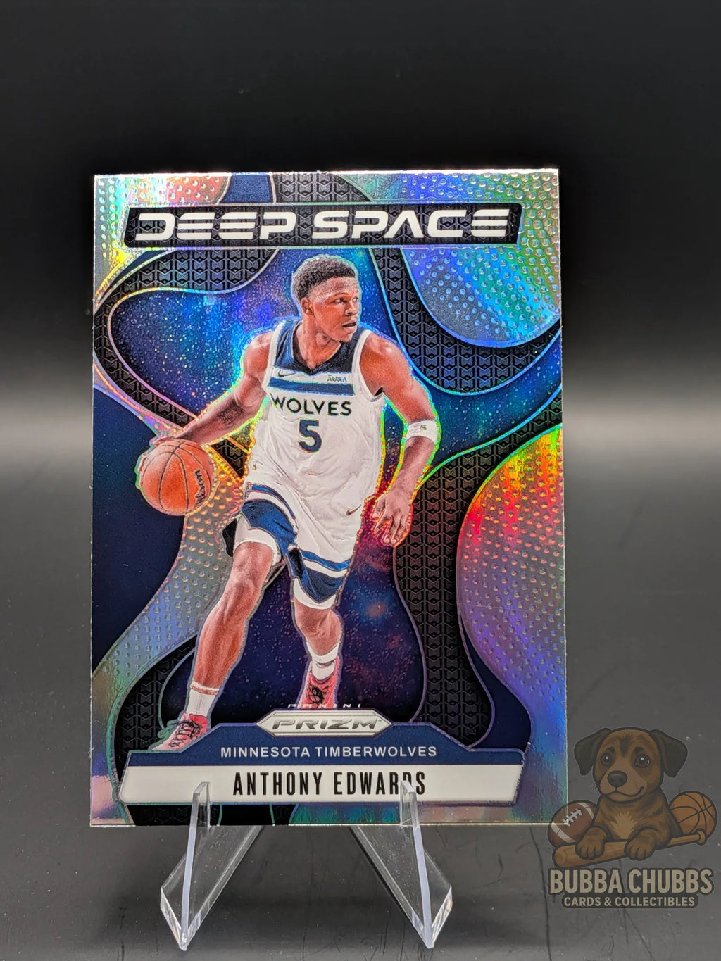 Basketball trading card featuring Anthony Edwards Minnesota Timberwolves Panini Prizm Deep Space Insert