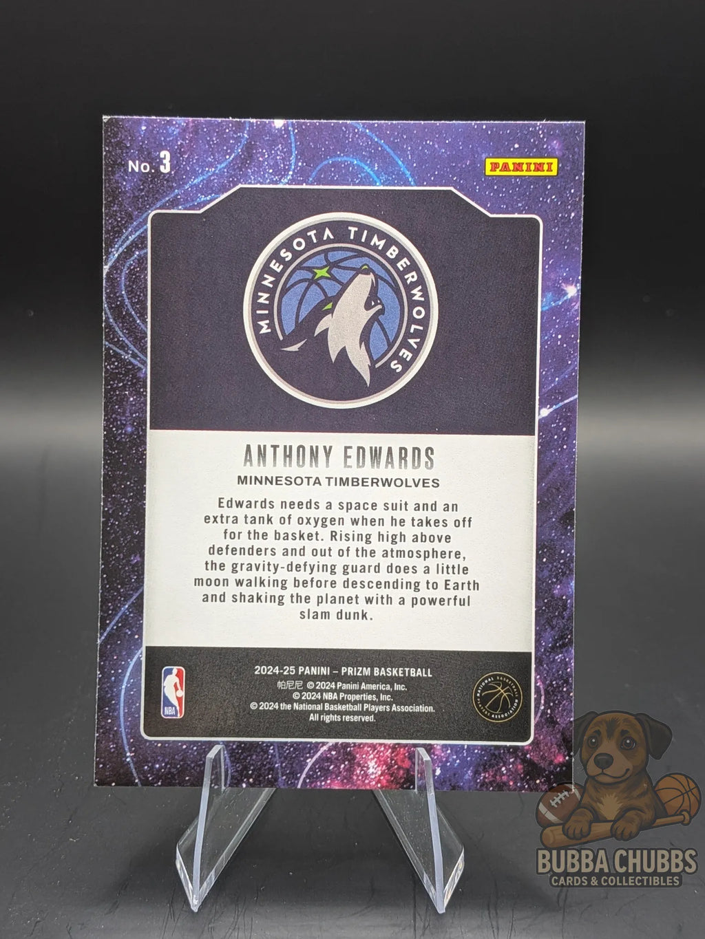 Basketball trading card featuring Anthony Edwards Minnesota Timberwolves Panini Prizm Deep Space Insert