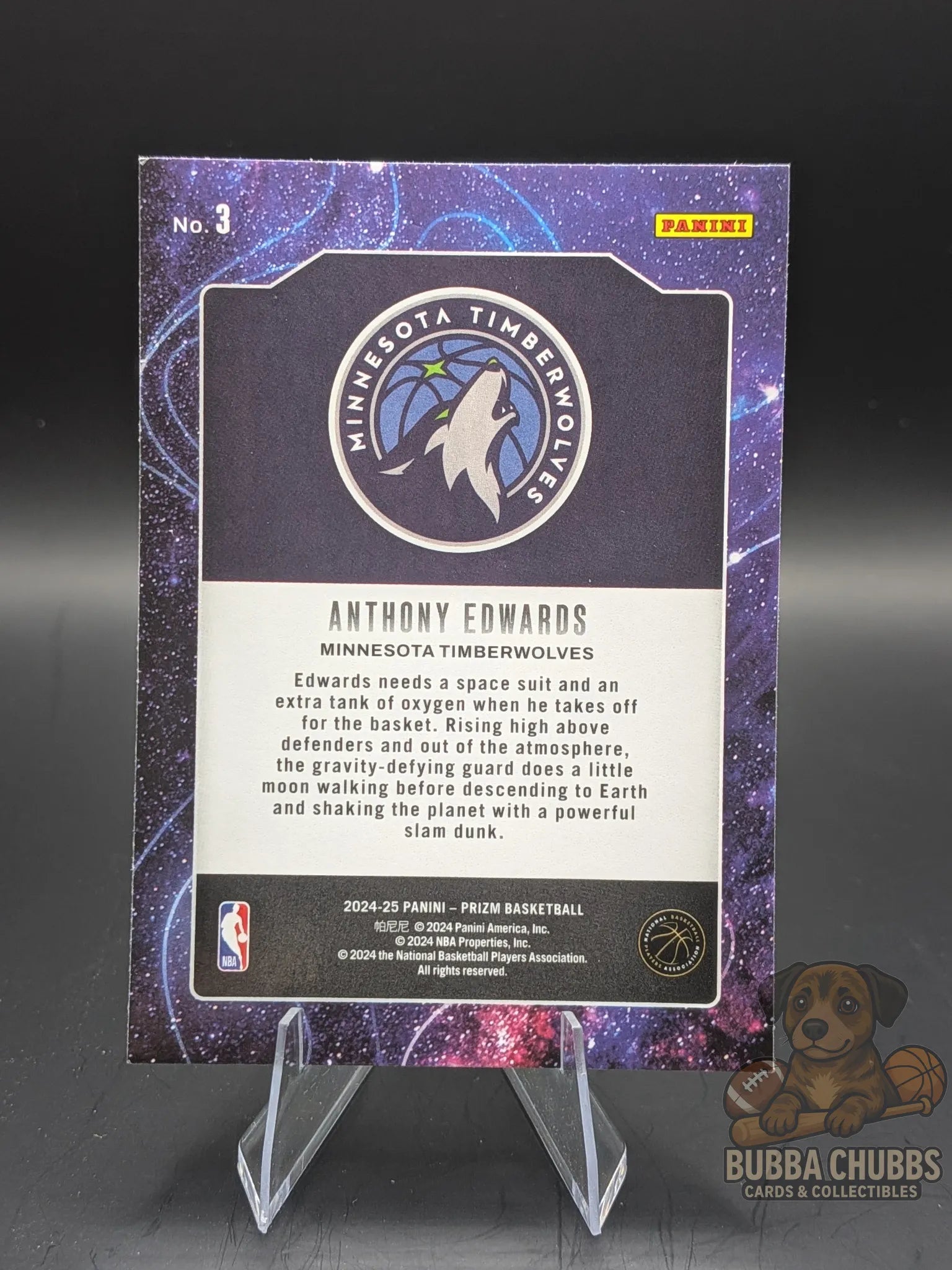 Basketball trading card featuring Anthony Edwards Minnesota Timberwolves Panini Prizm Deep Space Insert