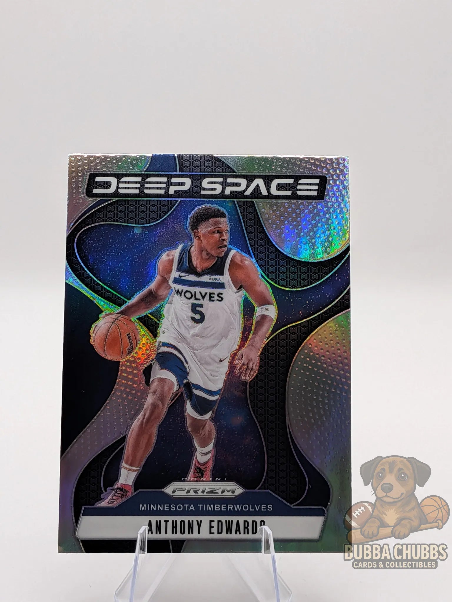 Basketball trading card featuring Anthony Edwards Minnesota Timberwolves Panini Prizm Deep Space Insert