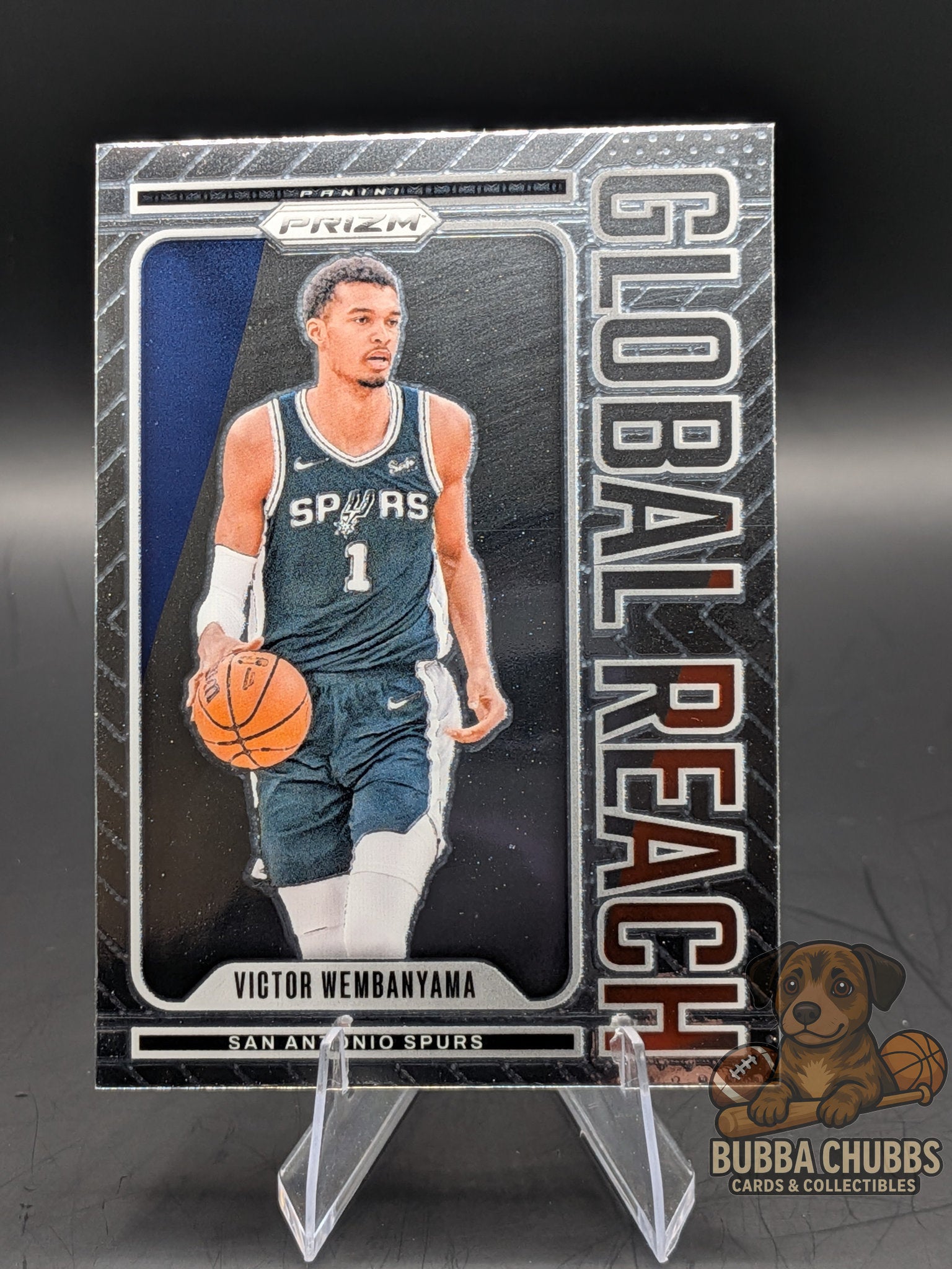Basketball trading card of Victor Wembanyama panini prizm Global Reach insert 