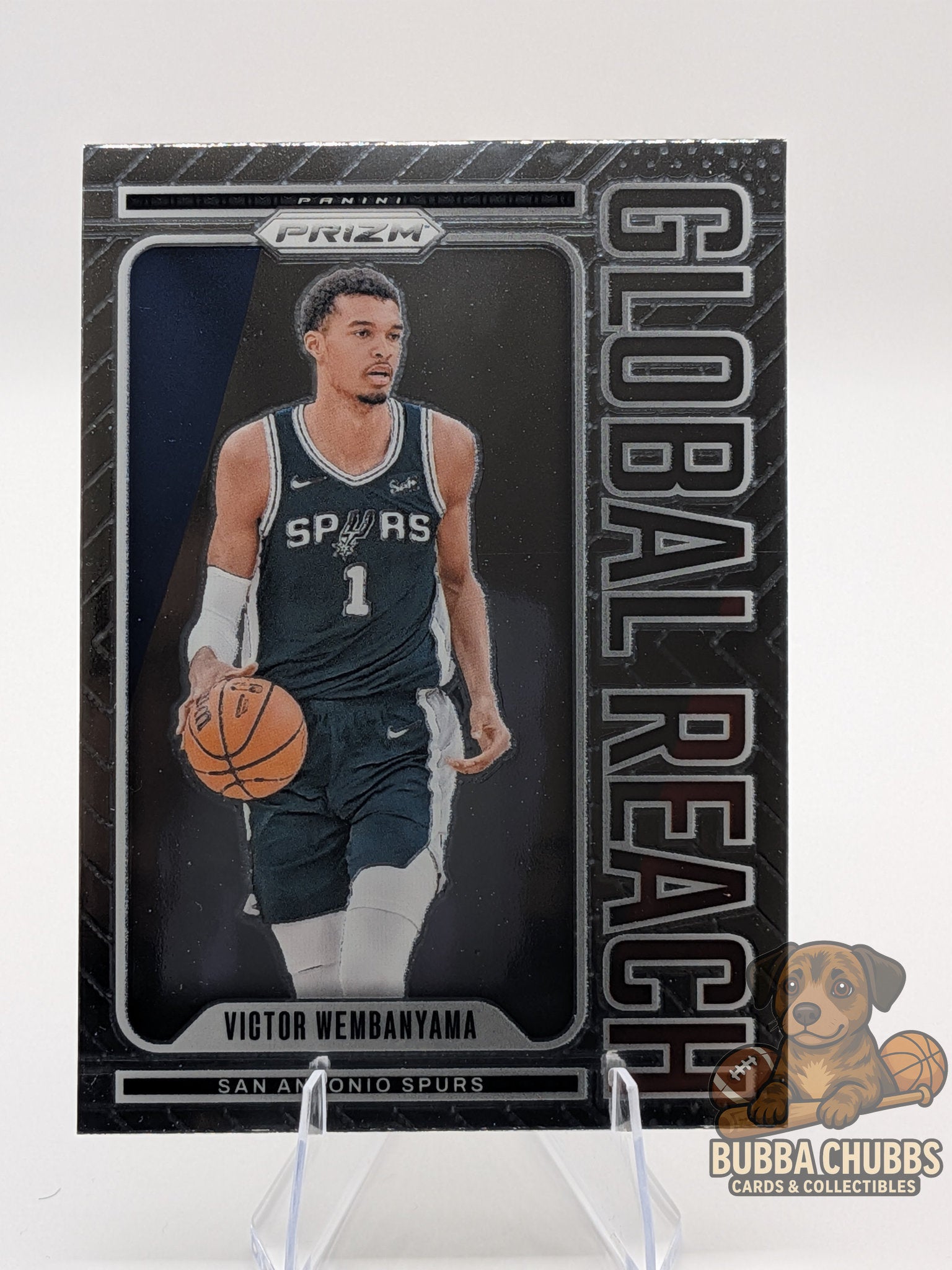 Basketball trading card of Victor Wembanyama panini prizm Global Reach insert 