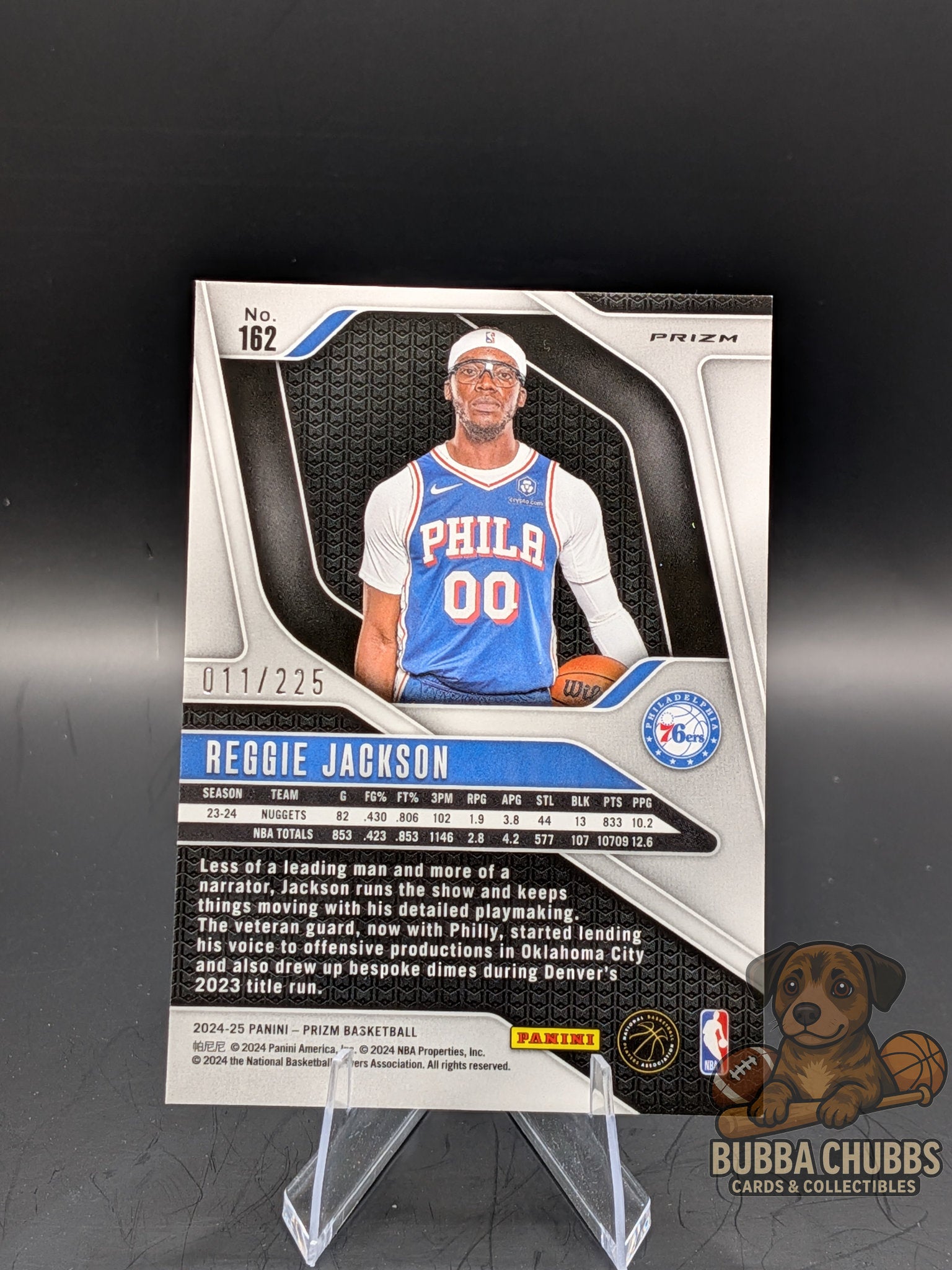 basketball trading card featuring reggie jackson panini prizm cracked ice teal parallel refractor