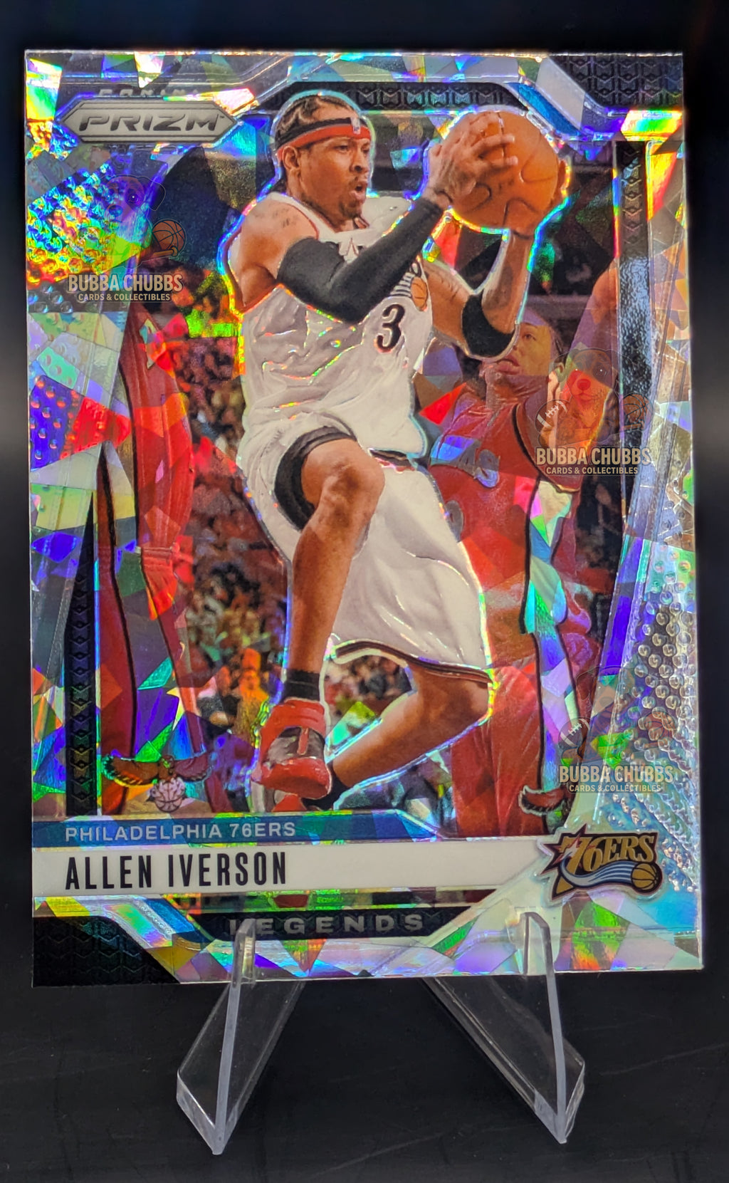 Basketball trading card of Allen Iverson Legends Prizm Panini Philadelphia 76ers