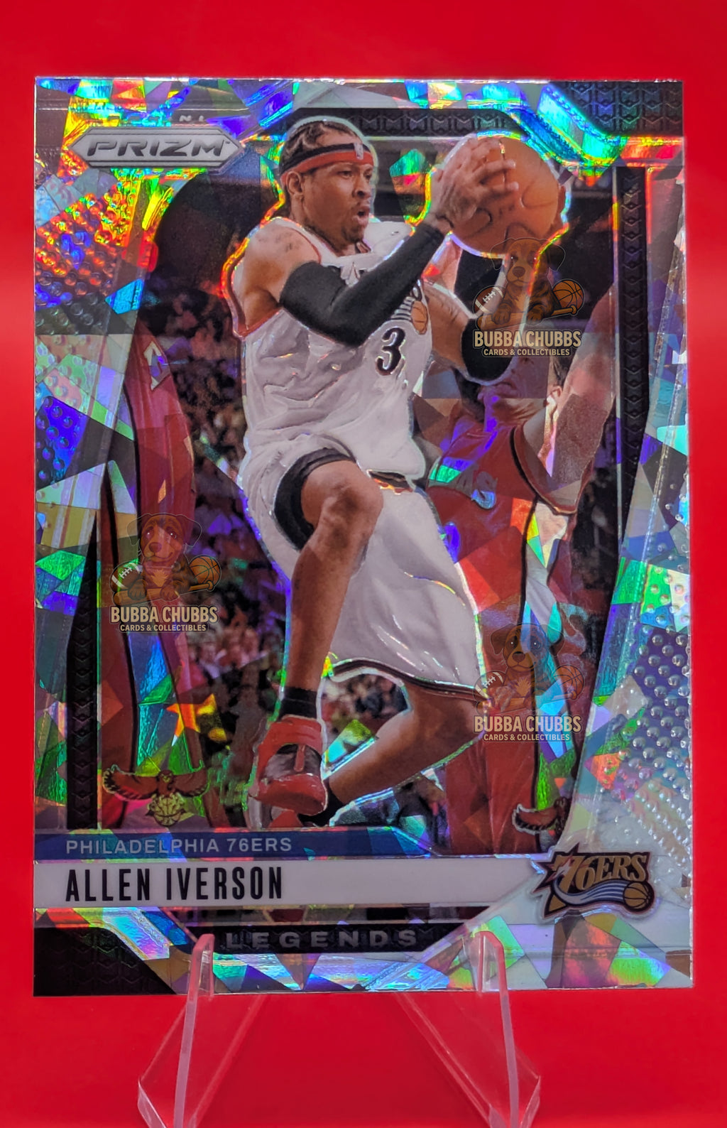Basketball trading card of Allen Iverson Legends Prizm Panini Philadelphia 76ers