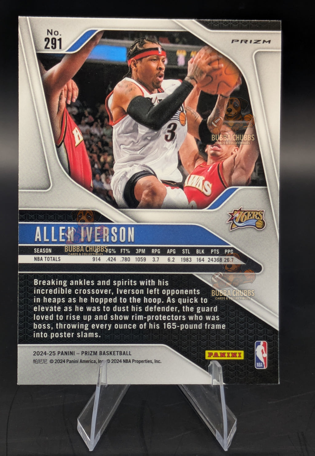 Basketball trading card of Allen Iverson Legends Prizm Panini Philadelphia 76ers