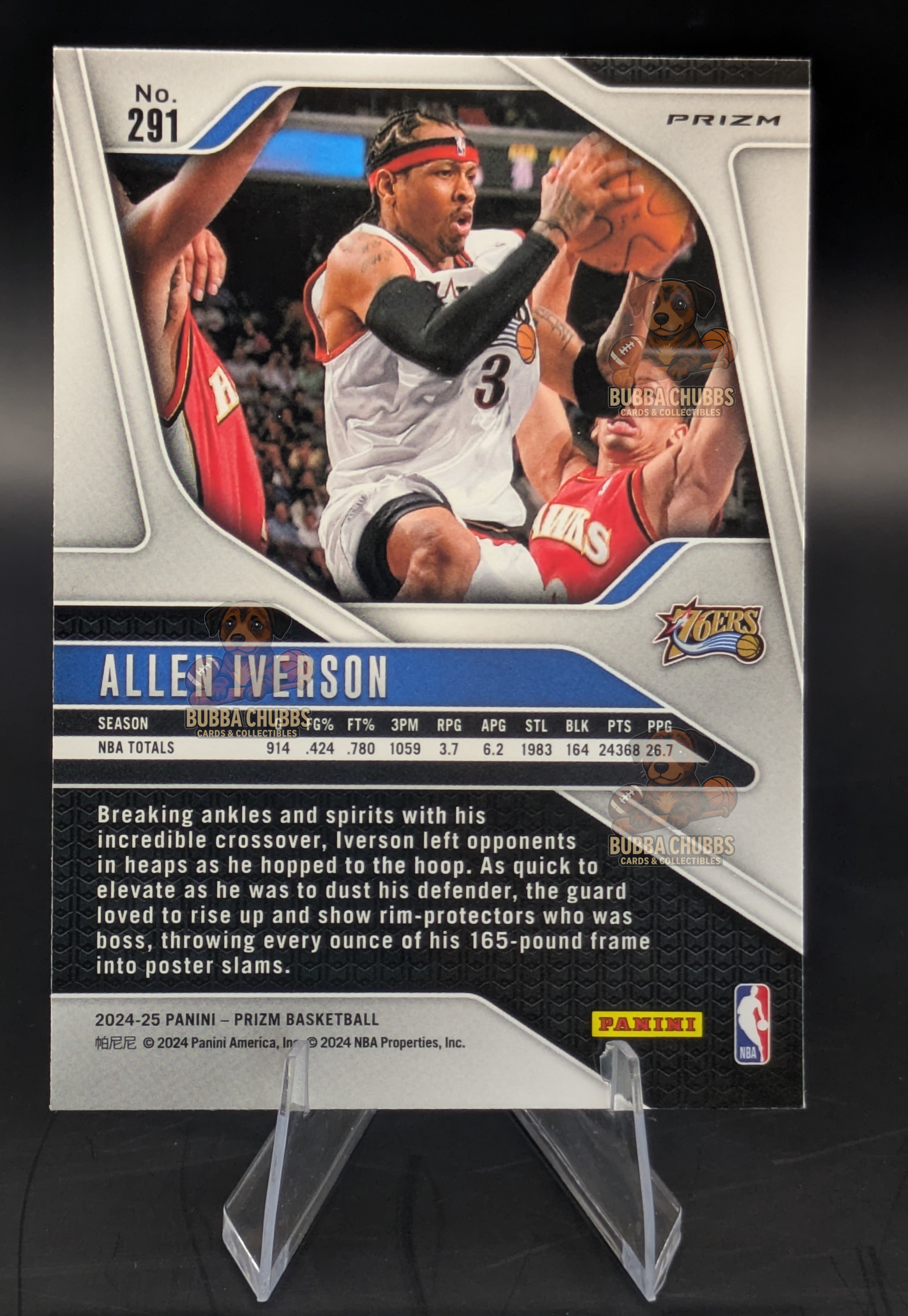 Basketball trading card of Allen Iverson Legends Prizm Panini Philadelphia 76ers