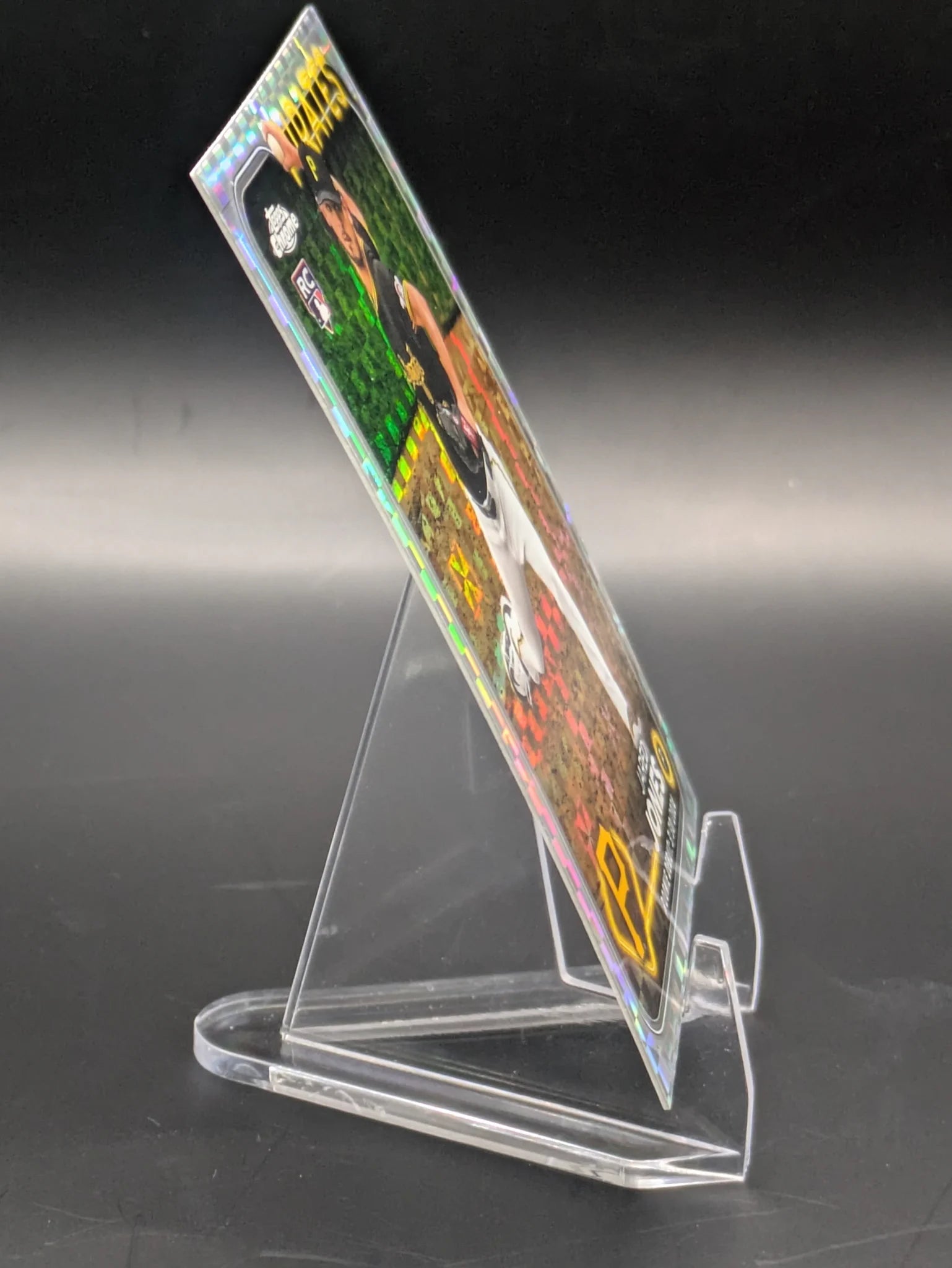 Baseball trading card of Jared Jones Update Series Pittsburg Pirates Rookie xFractor Parallel Checkerboard