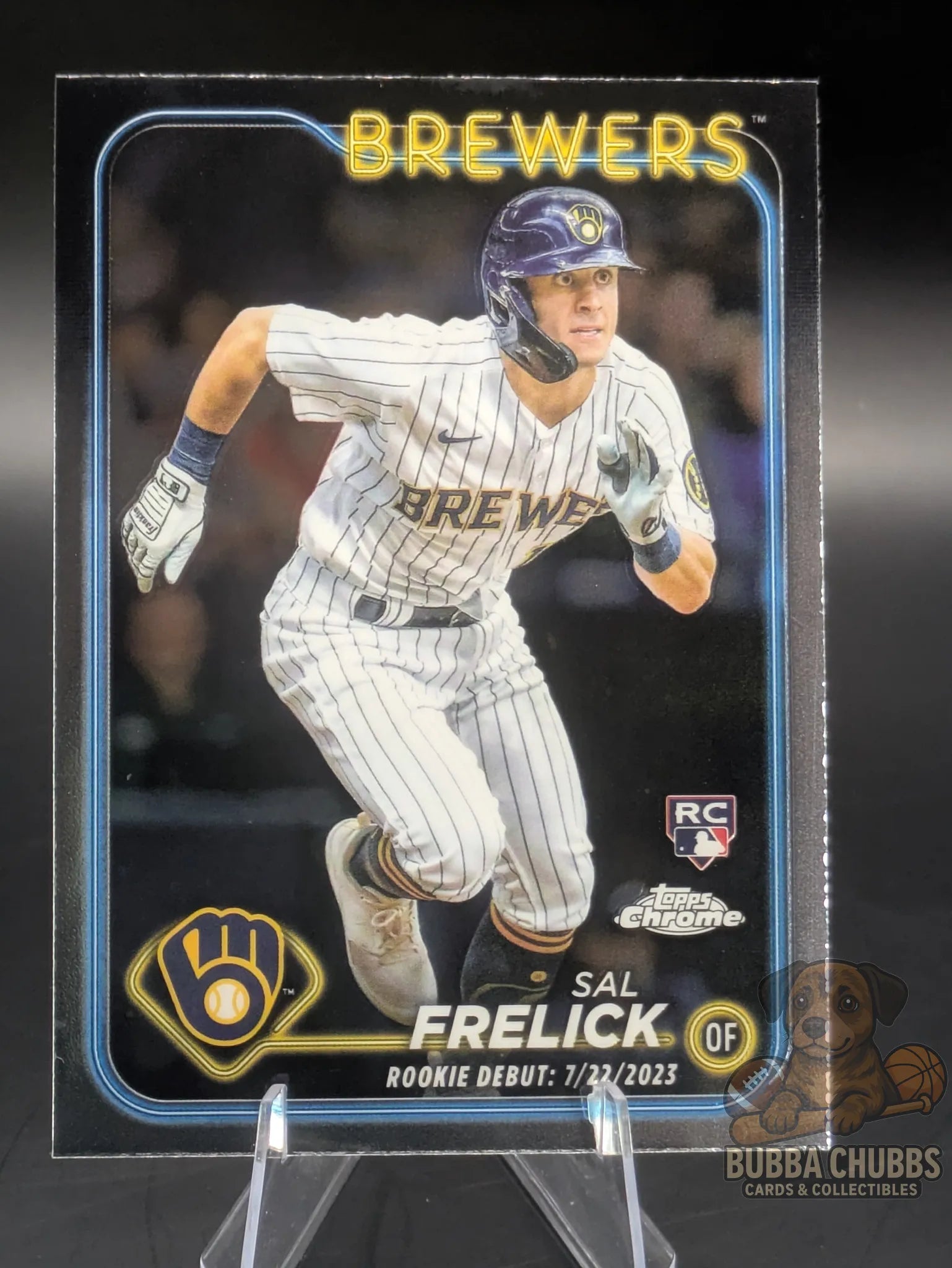 Baseball trading card rookie debut card for Sal Frelick of the Milwaukee Brewers
