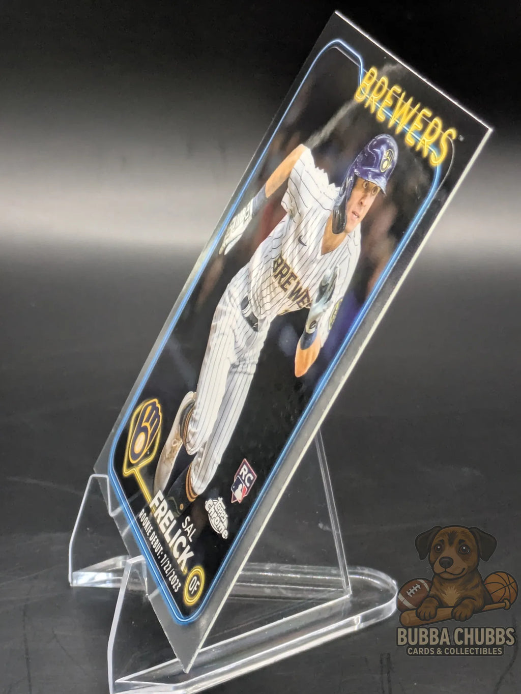 Baseball trading card rookie debut card for Sal Frelick of the Milwaukee Brewers