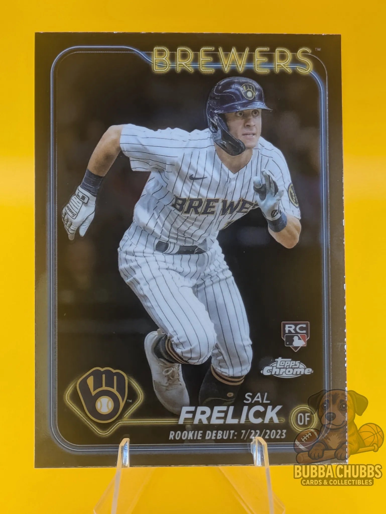 Baseball trading card rookie debut card for Sal Frelick of the Milwaukee Brewers