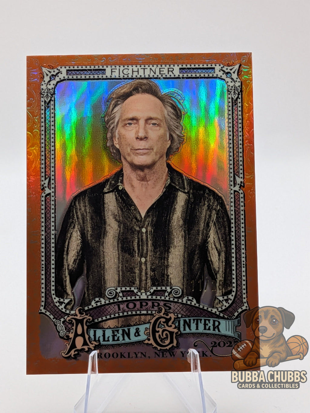 Collectible card featuring actor William Fichtner orange portrait glossy topps allen & ginter 