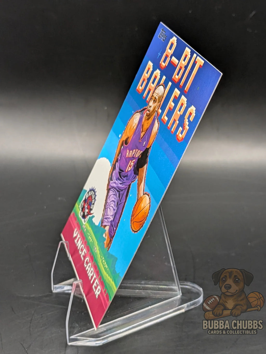 basketball trading card featuring Vince Carterof the toronto raptors 8-bit-baller topps