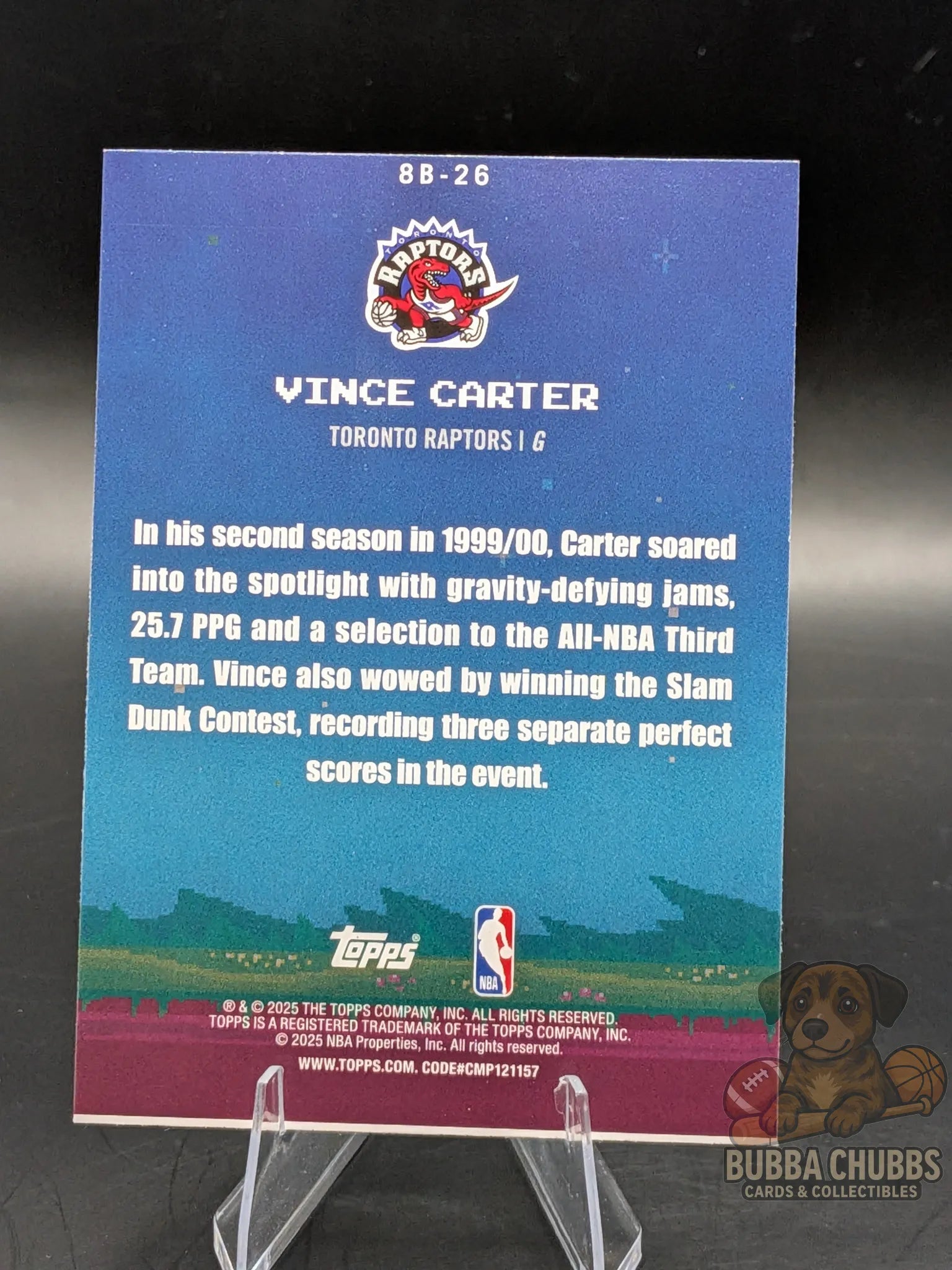 basketball trading card featuring Vince Carterof the toronto raptors 8-bit-baller topps