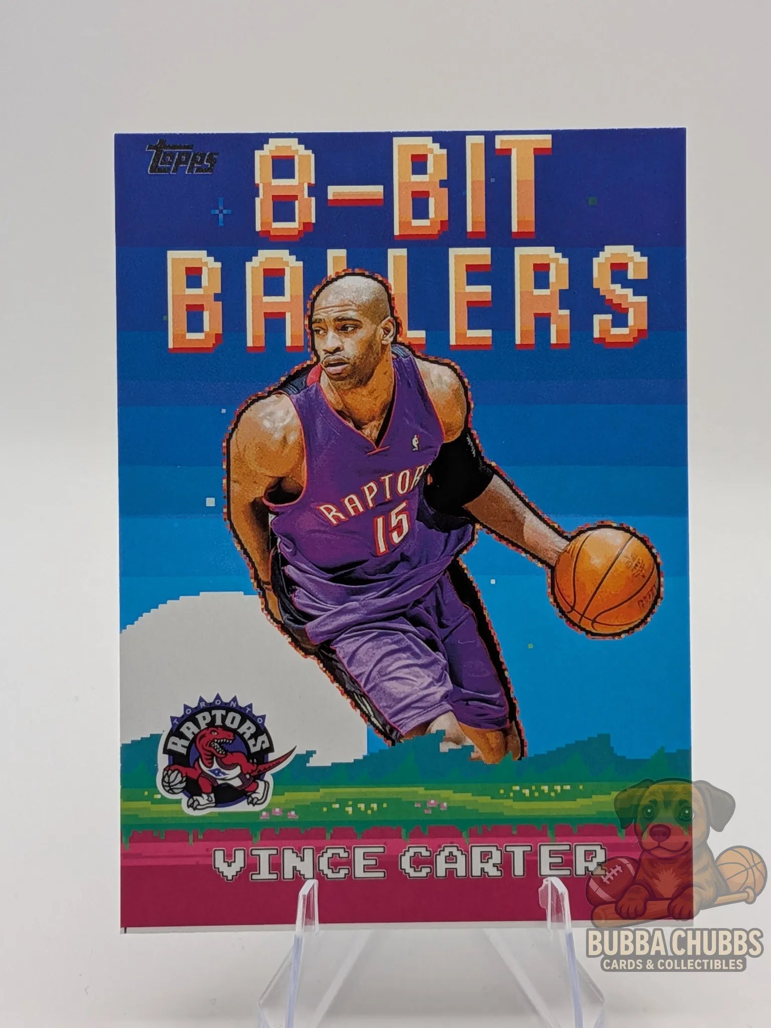 basketball trading card featuring Vince Carterof the toronto raptors 8-bit-baller topps