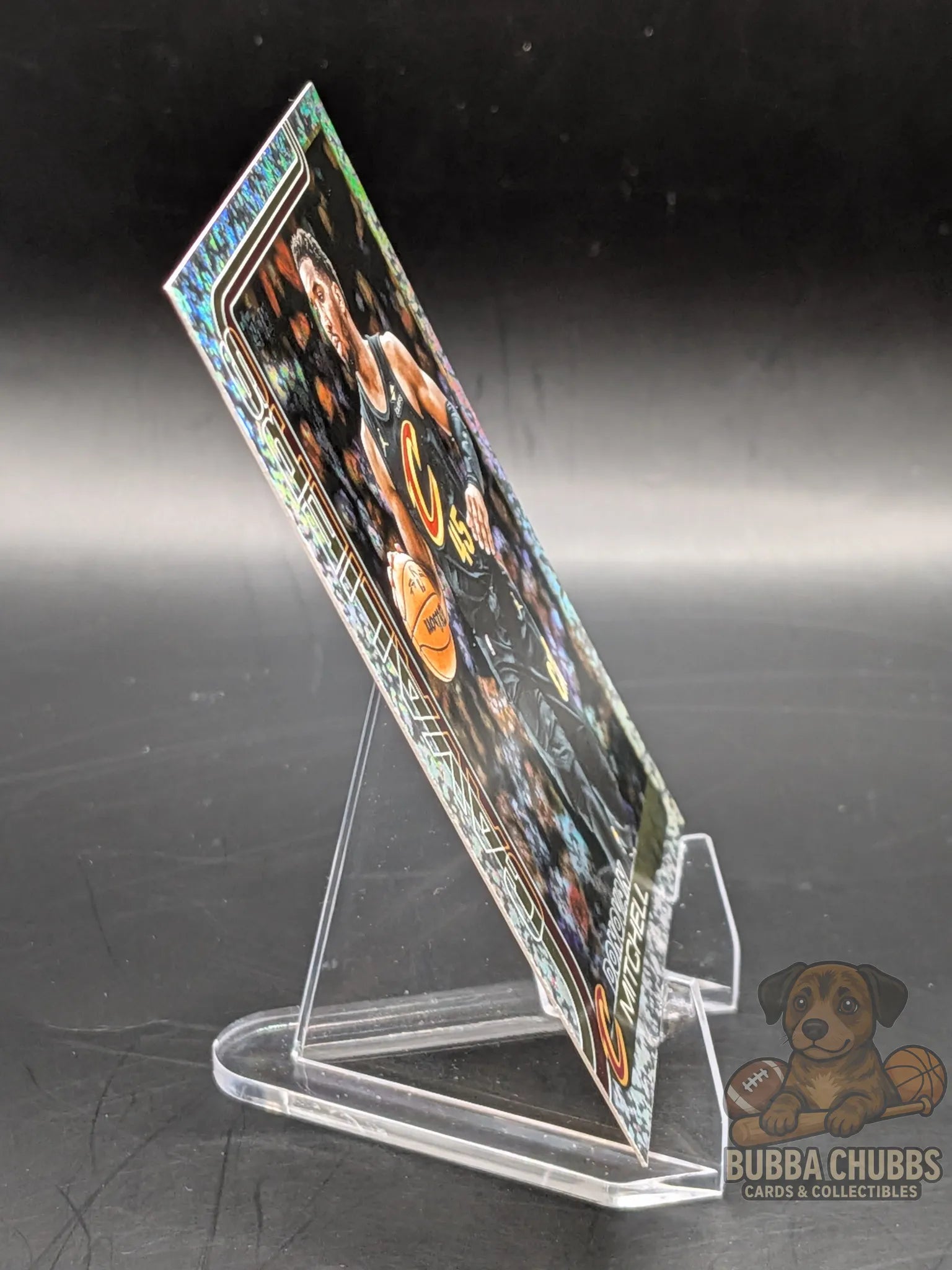 Basketball trading card of Donovan Mitchell of the cleveland Cavaliers topps silver holofoil parallel