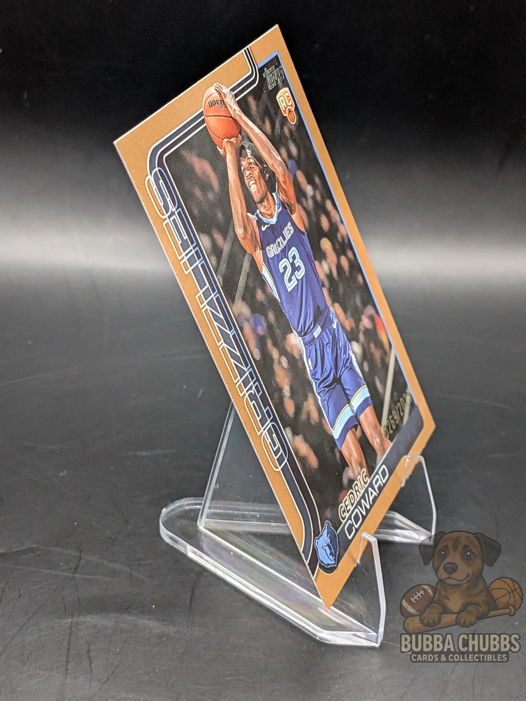 Basketball trading card of rookie Cedric Coward with the Memphis Grizzlies topps numbered 0269 of 2025 gold parallel