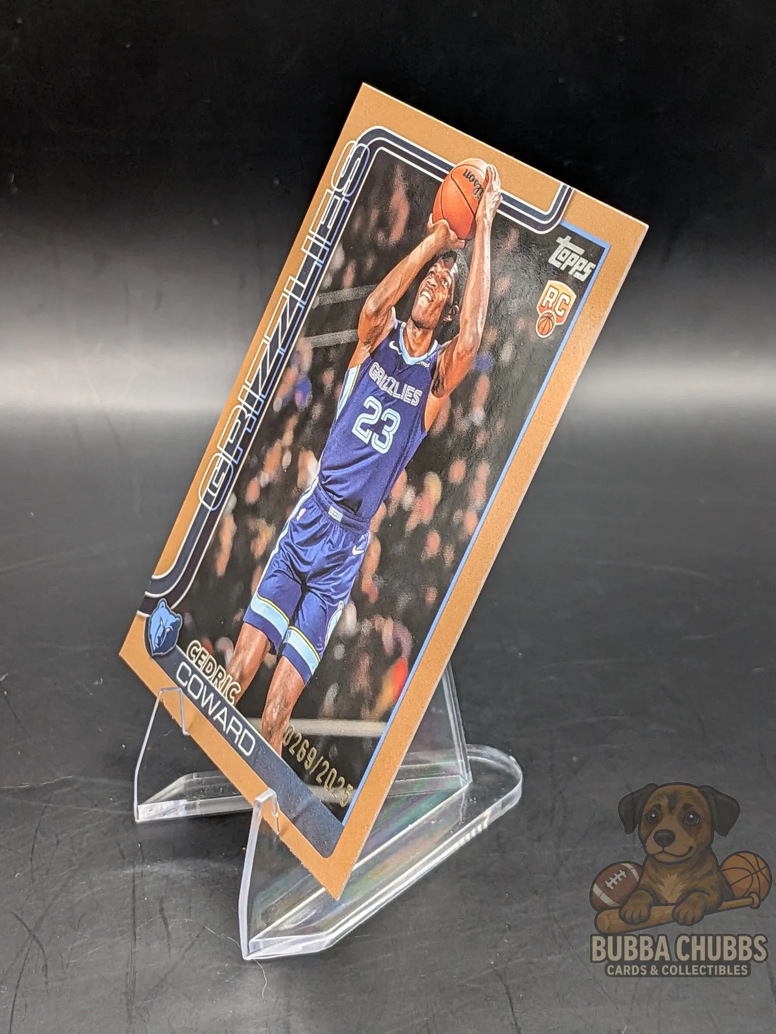 Basketball trading card of rookie Cedric Coward with the Memphis Grizzlies topps numbered 0269 of 2025 gold parallel
