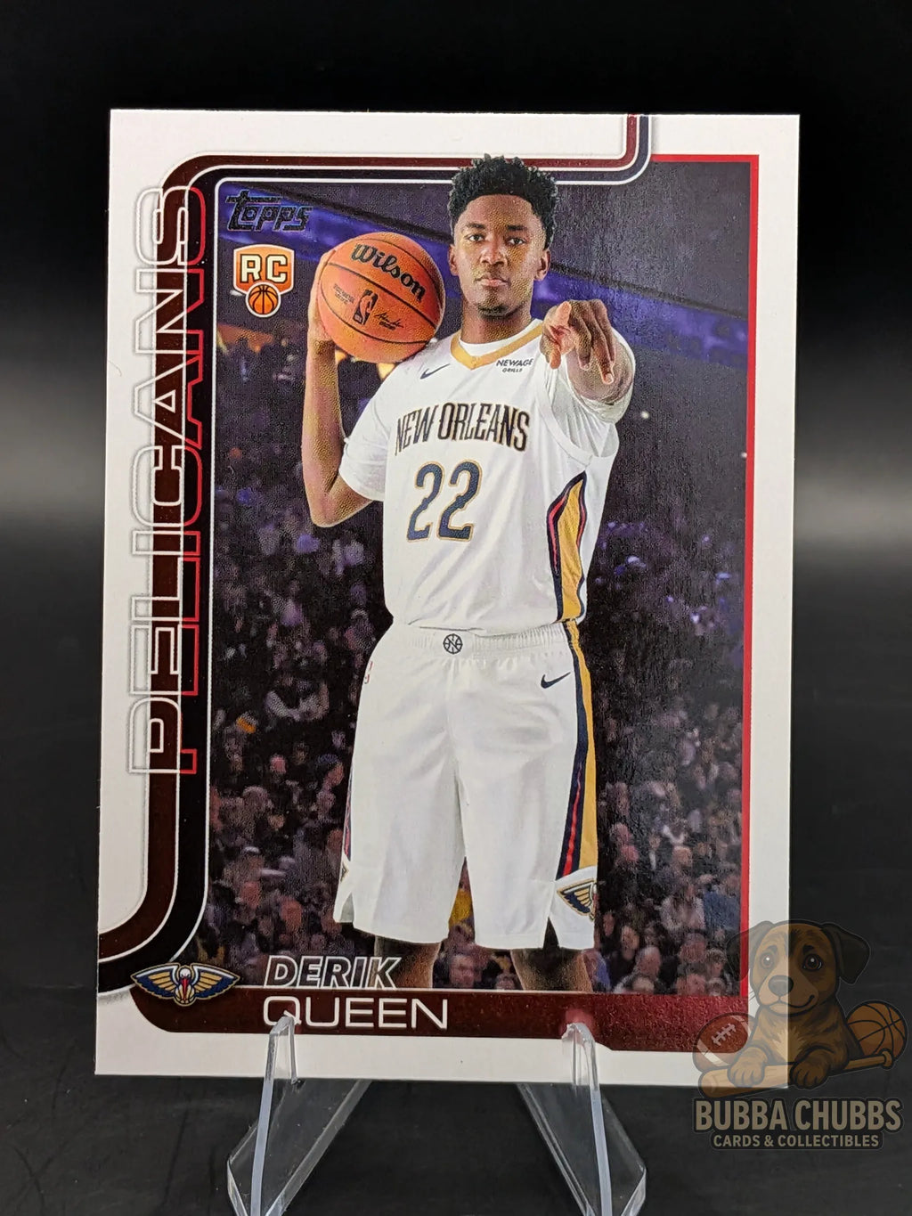 Basketball trading card of Derik Queen of the New Orleans Pelicans topps flagship rookie