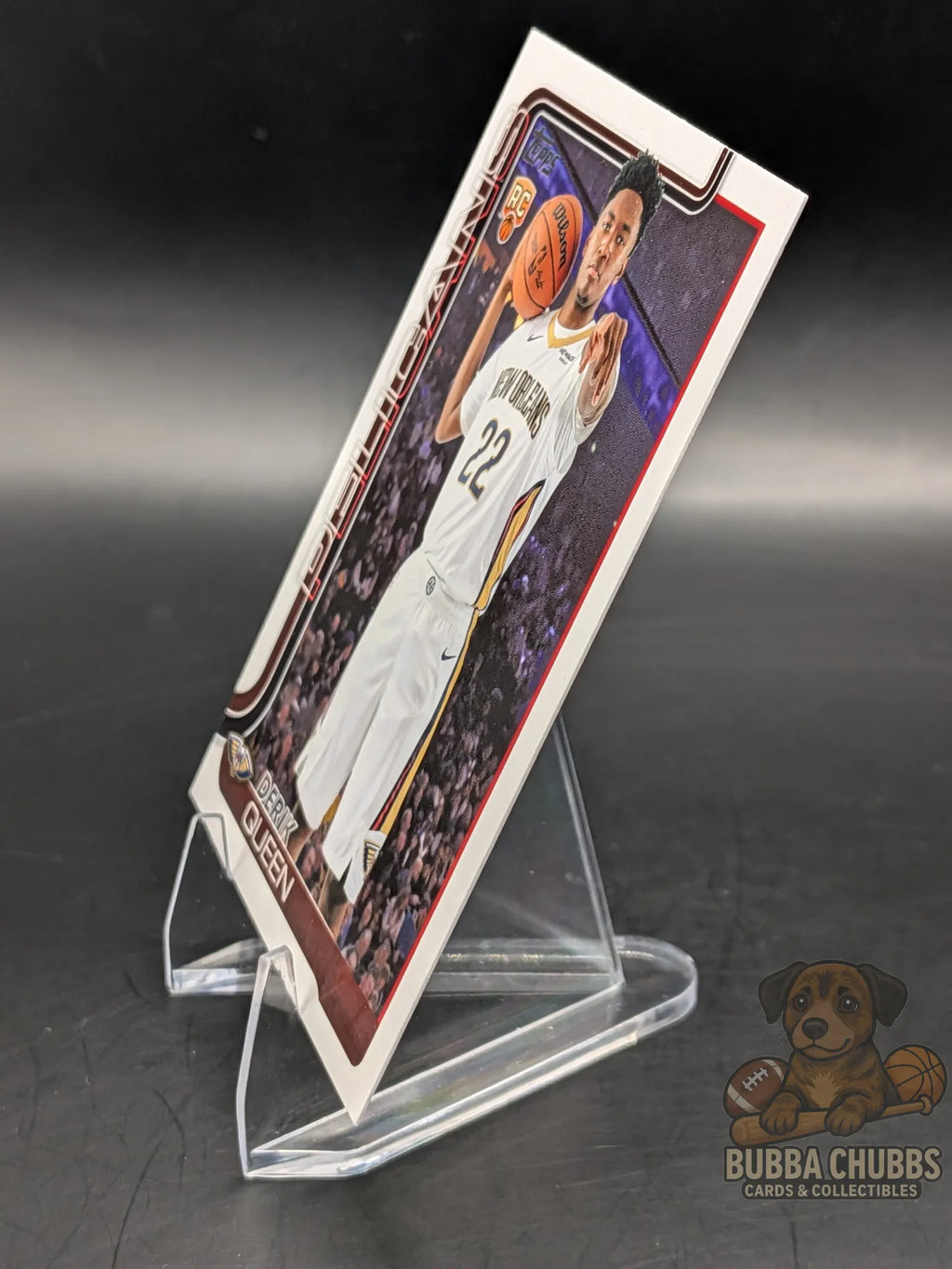 Basketball trading card of Derik Queen of the New Orleans Pelicans topps flagship rookie