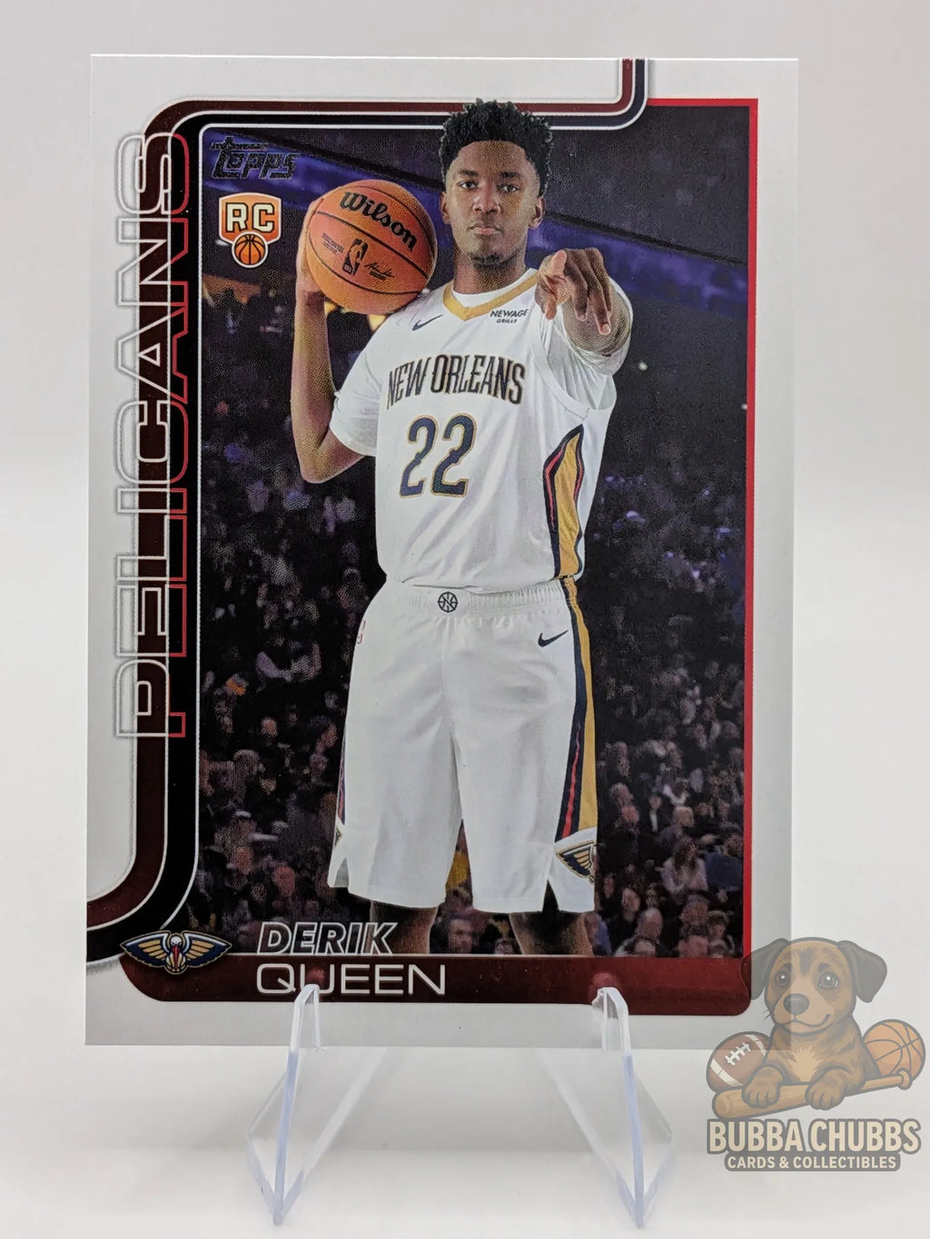 Basketball trading card of Derik Queen of the New Orleans Pelicans topps flagship rookie