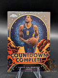 Basketball trading card featuring  Tyrese Haliburton Topps Chrome Countdown Complete insert 