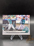 Baseball trading card featuring Cal Raleigh Topps Now commemorative 56th HR Ties Ken Griffey Jr. Record
