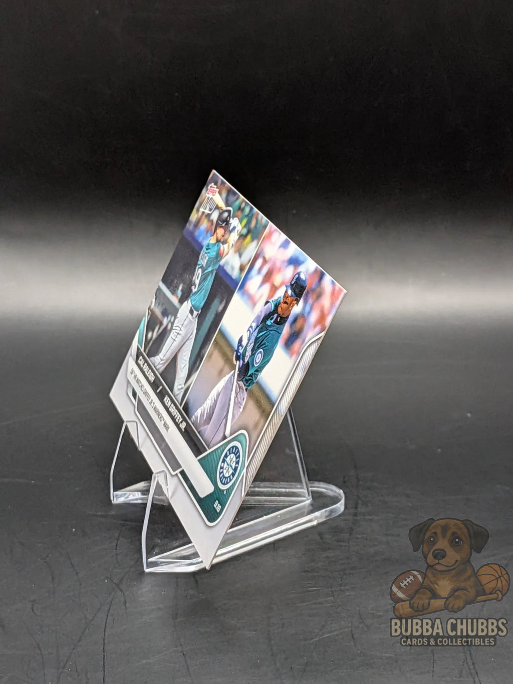 Baseball trading card featuring Cal Raleigh Topps Now commemorative 56th HR Ties Ken Griffey Jr. Record