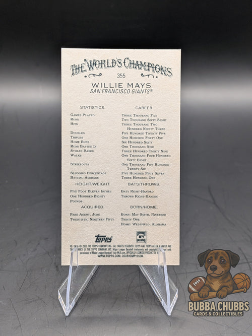 2025 Topps Allen & Ginter Willie Mays Mini #355 Short Print Exclusive