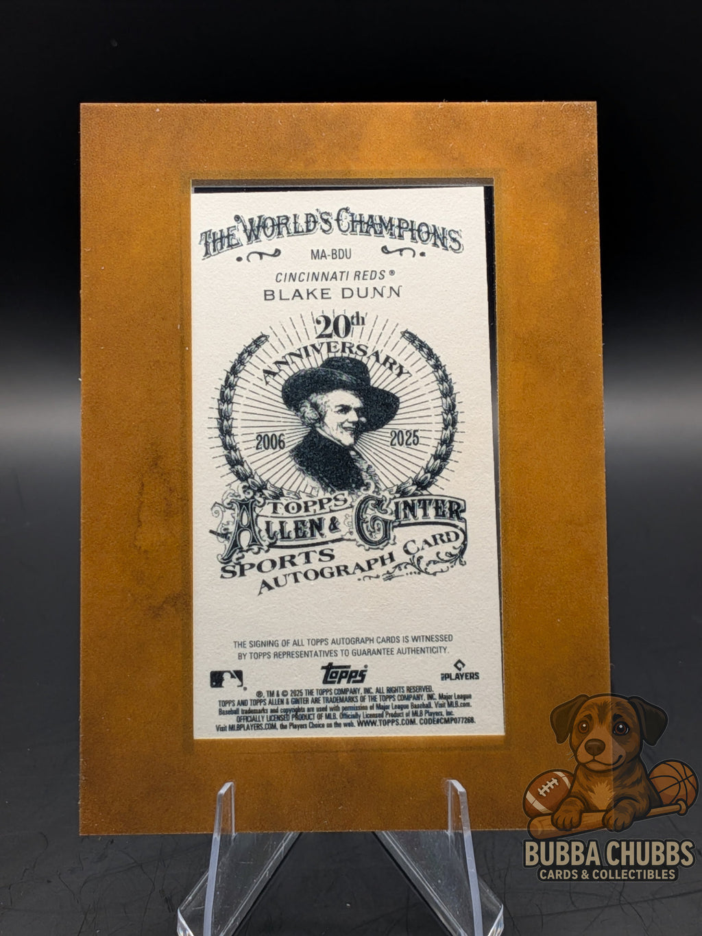 Baseball trading card Topps Allen & Ginter blue signature rookie autograph mini Allen & Ginter of Blake Dunn