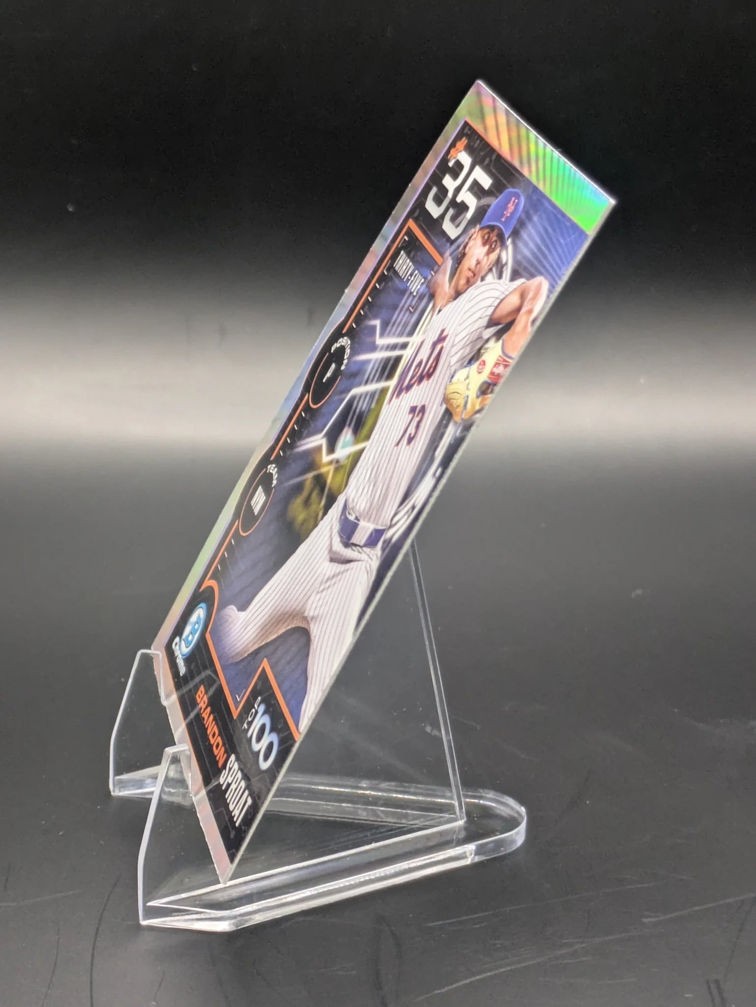 Baseball trading card of Brandon Sproat New York Mets Topps Chrome Prospect Top 100 Rookie