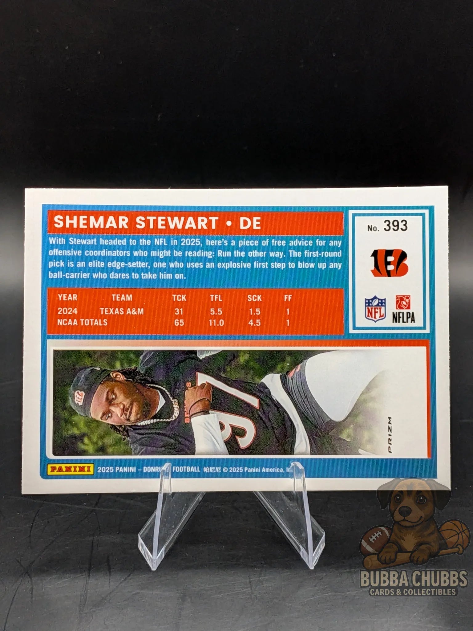Football trading card of Shemar Stewart of the Cincinnati Bengals panini donruss optic rated rookie