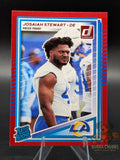 Football trading card of Josiah Stewart of the LA Chargers donruss rated rookie press proof